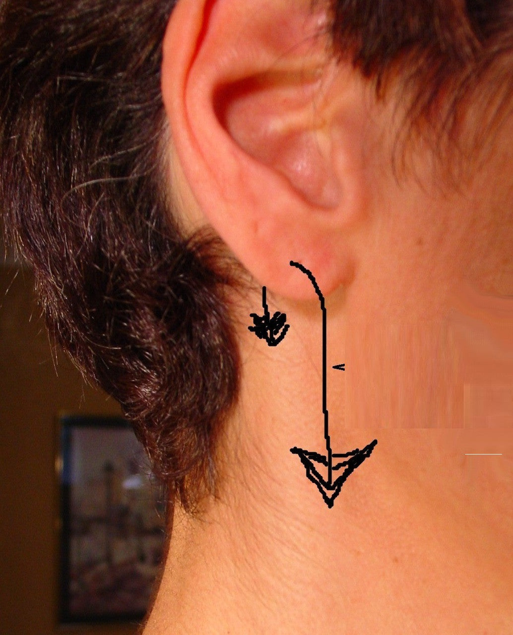 Custom Design: Illusion Piercing Arrow Earring -18K gold-5