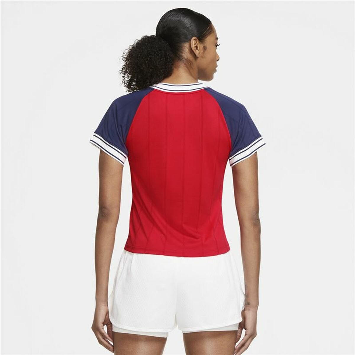 Women’s Short Sleeve T-Shirt Nike Tennis Blue Red-3