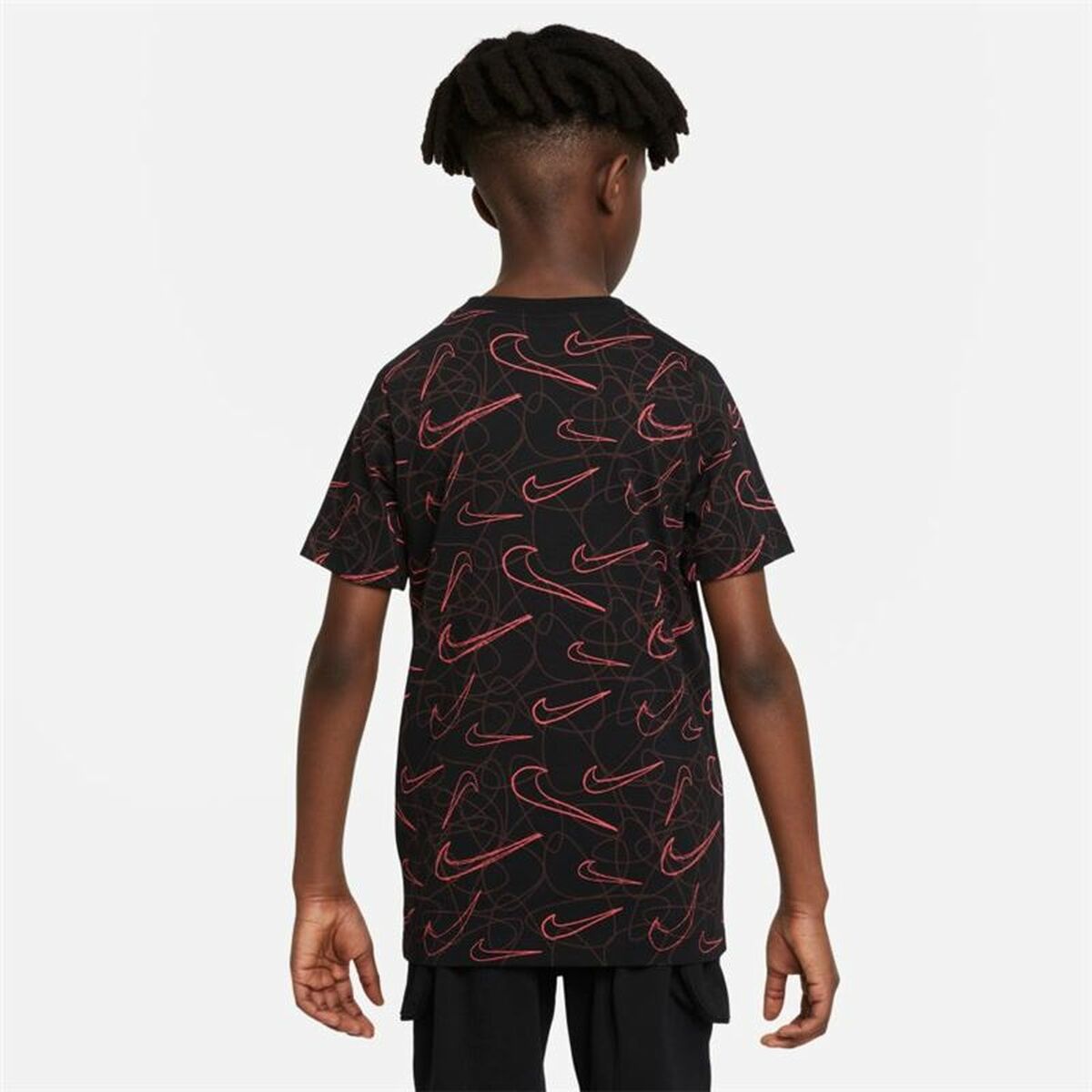 Child's Short Sleeve T-Shirt Nike Sportswear AOP Black