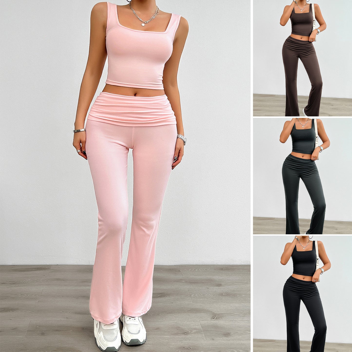 Women's Fashion Casual Solid Color Vest Body-Hugging Suit