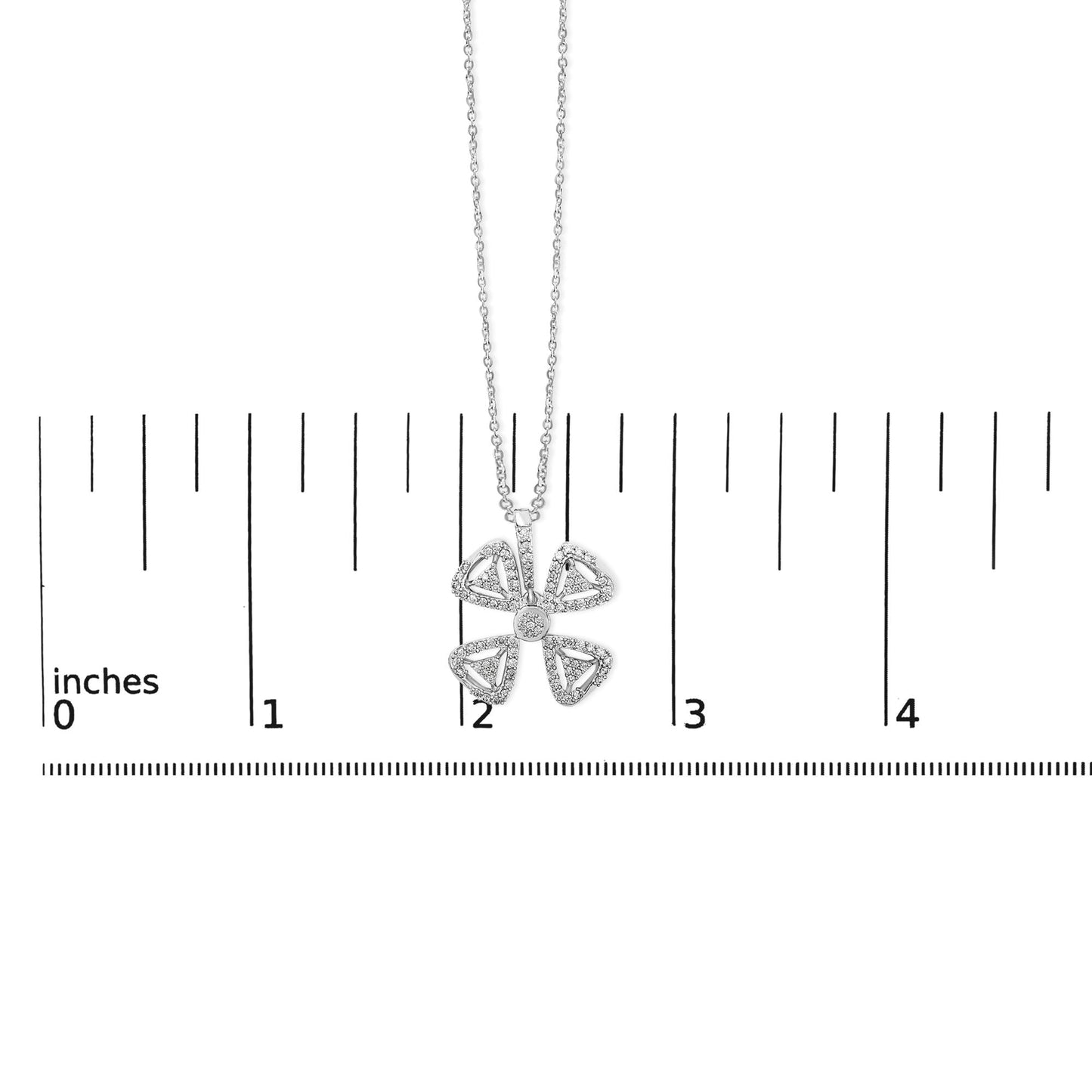 14K White Gold 5/8 Cttw Diamond 4 Leaf Floral Pendant Necklace (H-I Color, I1-I2 Clarity) - 18" Inches-4