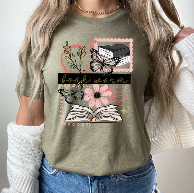 Book Worm Stamps Graphic Tee