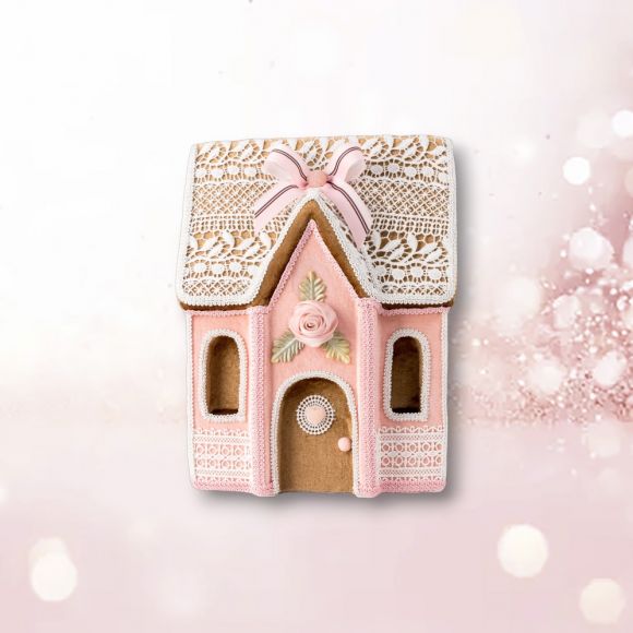 14" Pink Gingerbread House-1