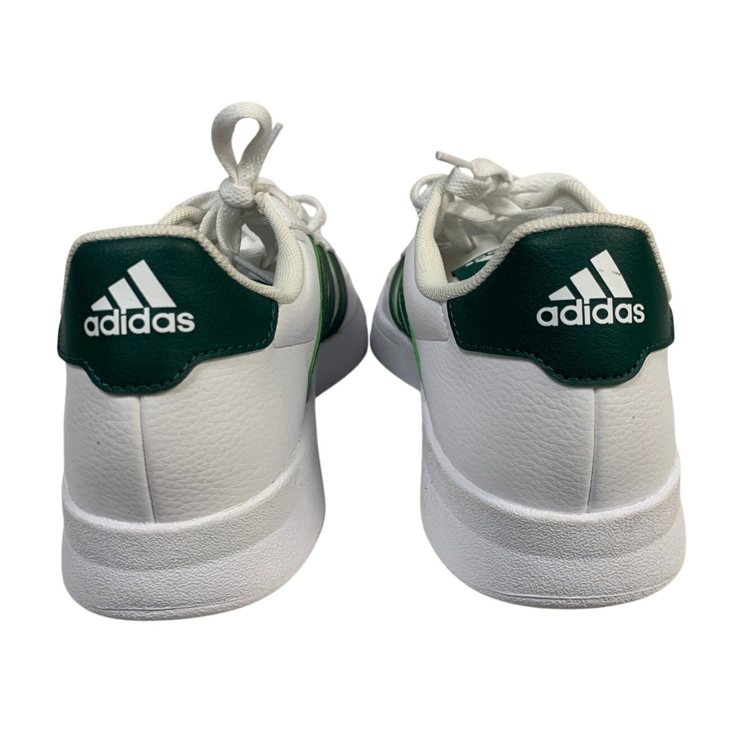 New In Box Adidas Mens Size 11 Breaknet 2.0 White Faux Leather Green Strip Shoes