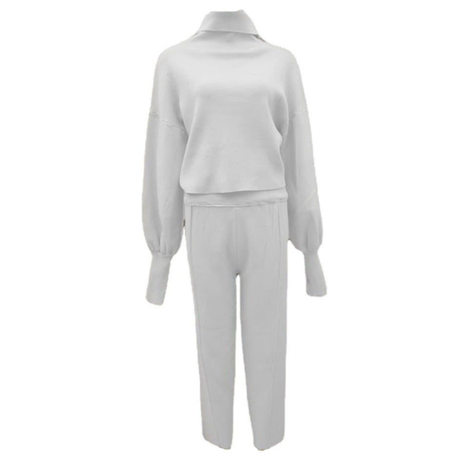 Solid Color Inner Wear 2-Piece Sweater + Pants Set