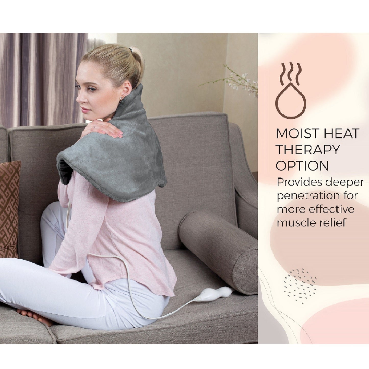 Electric Neck & Shoulder Heating Pad + Memory Foam Travel Pillow-4