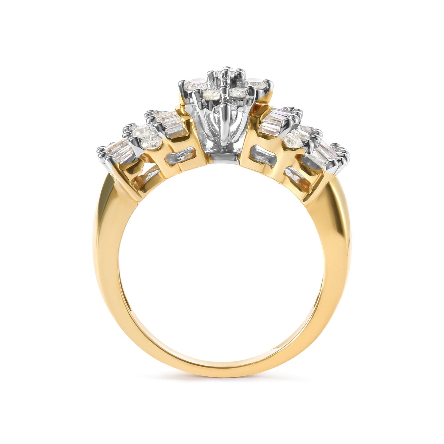 10K Yellow Gold 1.00 Cttw Diamond Starburst Ring Band (H-I Color, I1-I2 Clarity)-4