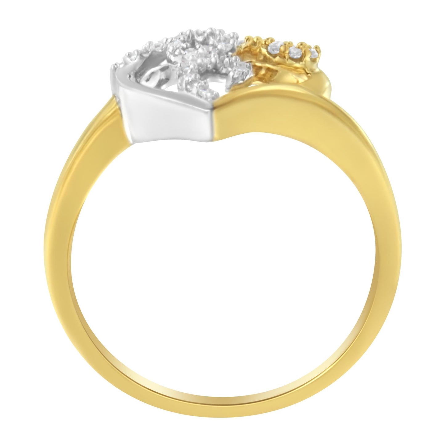 10K Two-Toned Gold Diamond Heart Shape Cluster Ring (1/6 Cttw, H-I Color, I1-I2 Clarity)-4