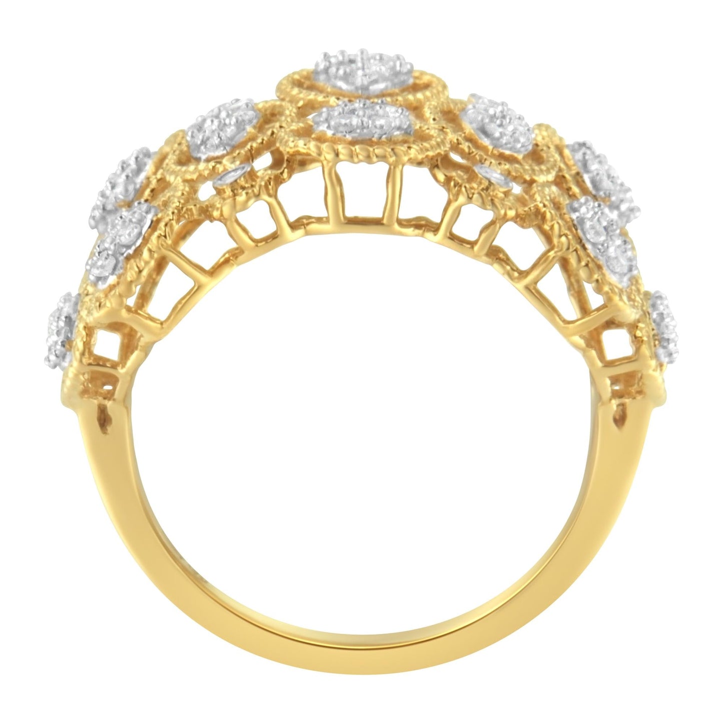 14K Yellow Gold Diamond Art Deco Ring (1/2 Cttw, H-I Color, I1 Clarity)-4