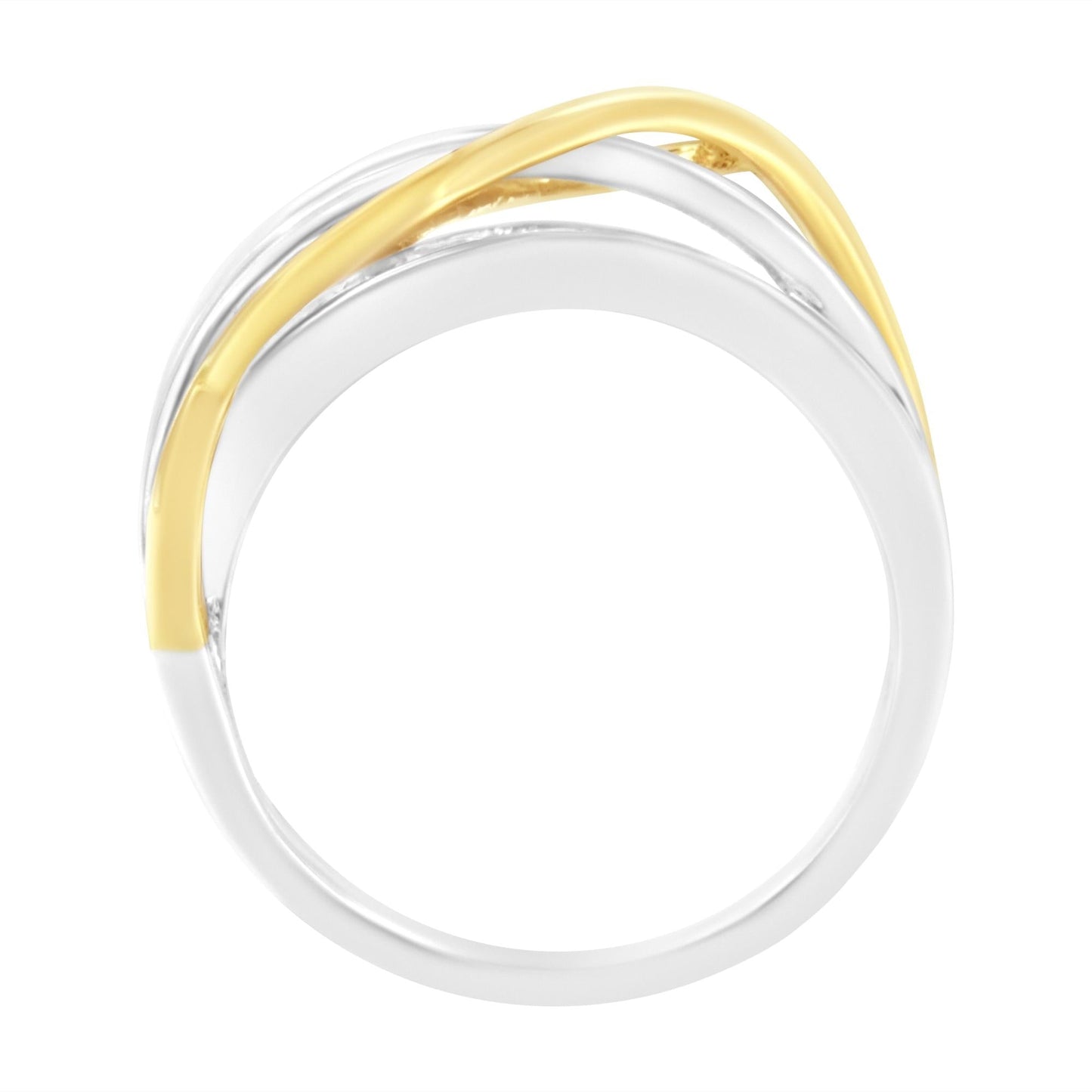 10K White and Yellow Gold 1 1/10 cttw Channel-Set Diamond Bypass Band Ring (J Color, I3 Clarity)-4