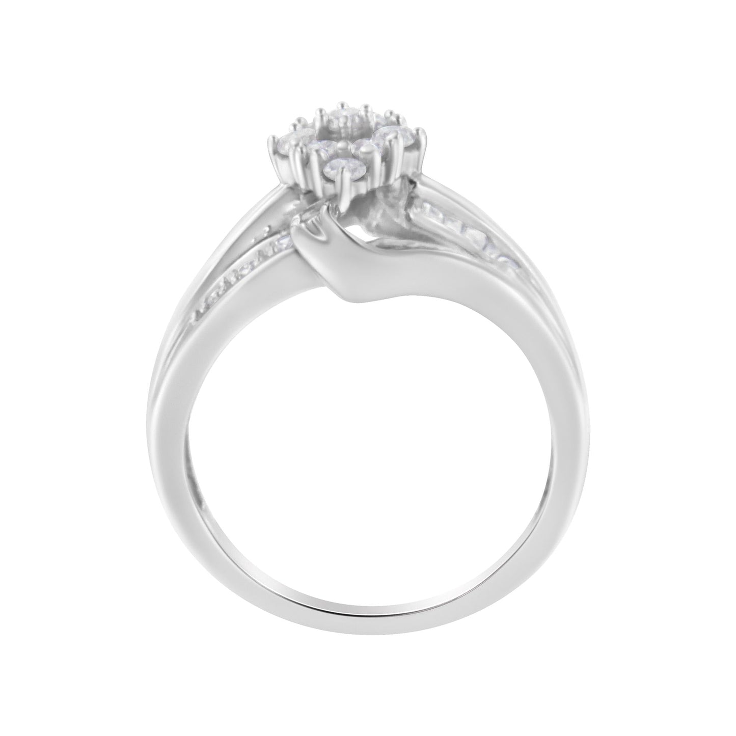 10K White Gold 1/2 cttw Diamond Cluster Ring (H-I Clarity, I2-I3 Color)-4