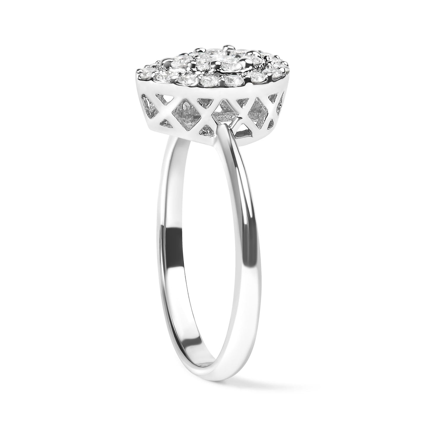 10K White Gold 3/8 Cttw Round-Cut Lab Grown Diamond Cluster Pear Promise Ring (G-H Color, VS2-SI1 Clarity)-4