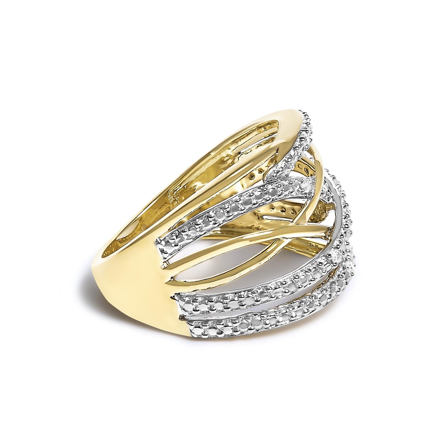 .925 Sterling Silver Diamond Accent Crossover Ring (I-J Color, I2-I3 Clarity)-4
