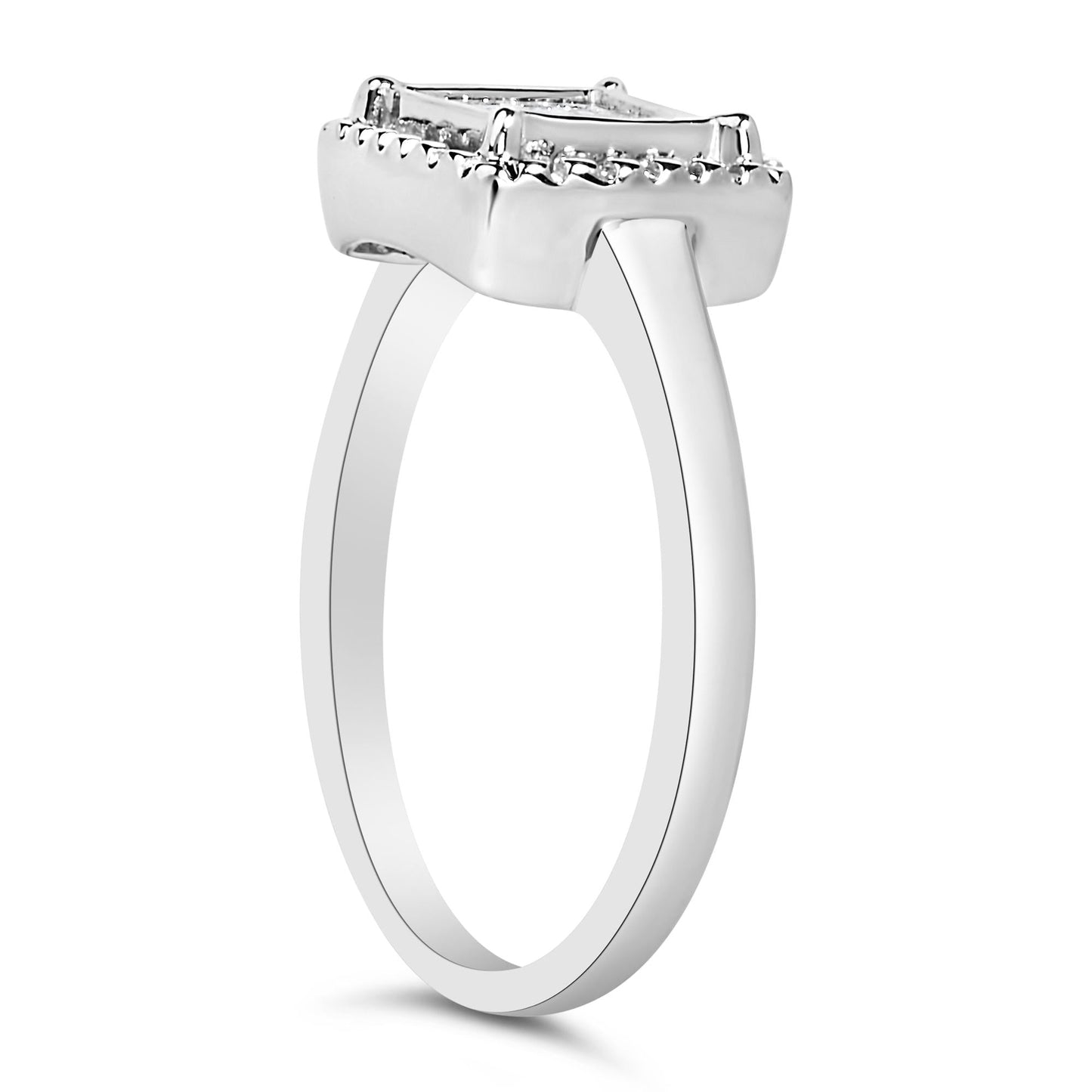 .925 Sterling Silver 1/5 Cttw Invisible Set Princess Cut Diamond Promise Ring with Beaded Halo (H-I Color, I1-I2 Clarity)-4