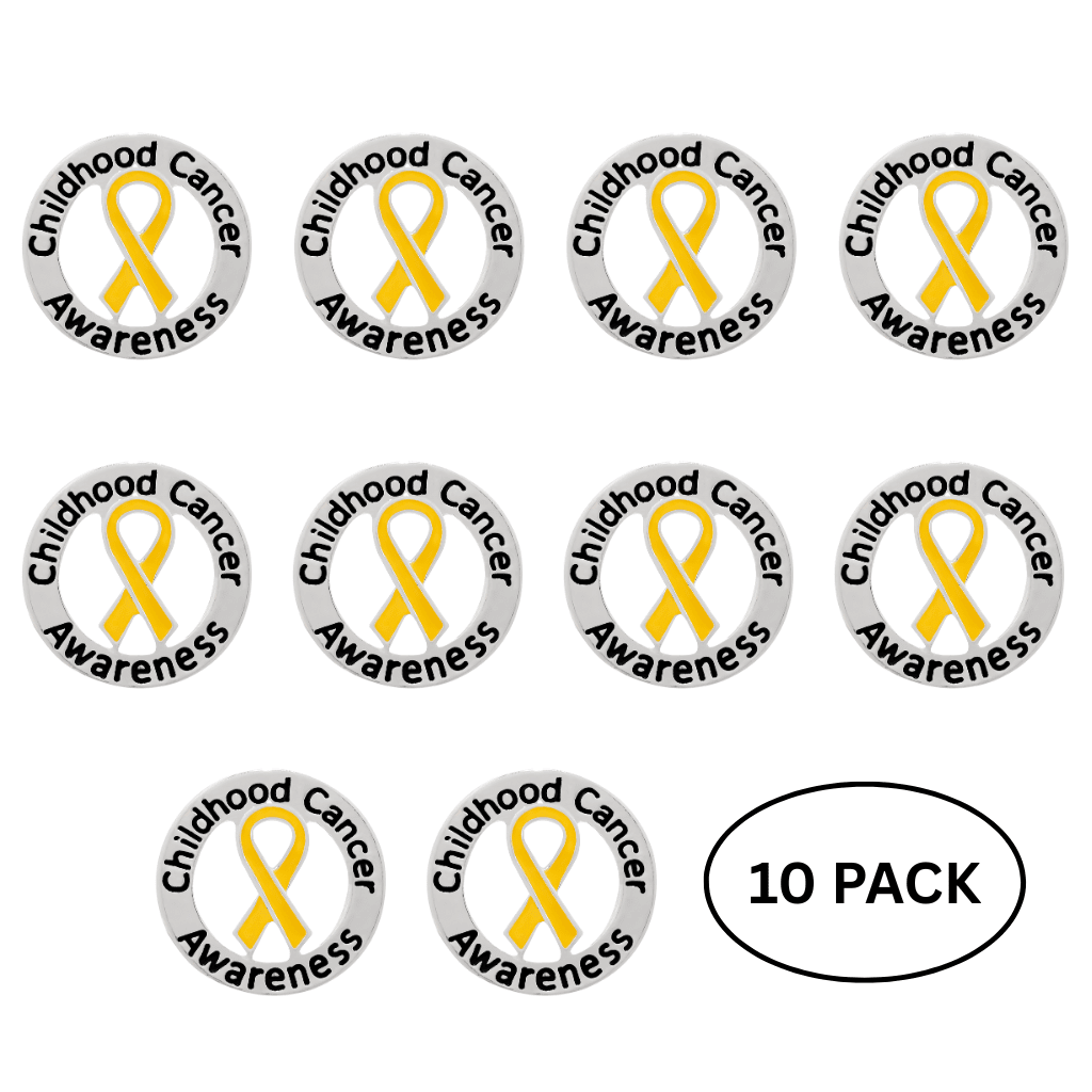 10 Pack of Childhood Cancer Awareness Ribbon Pins