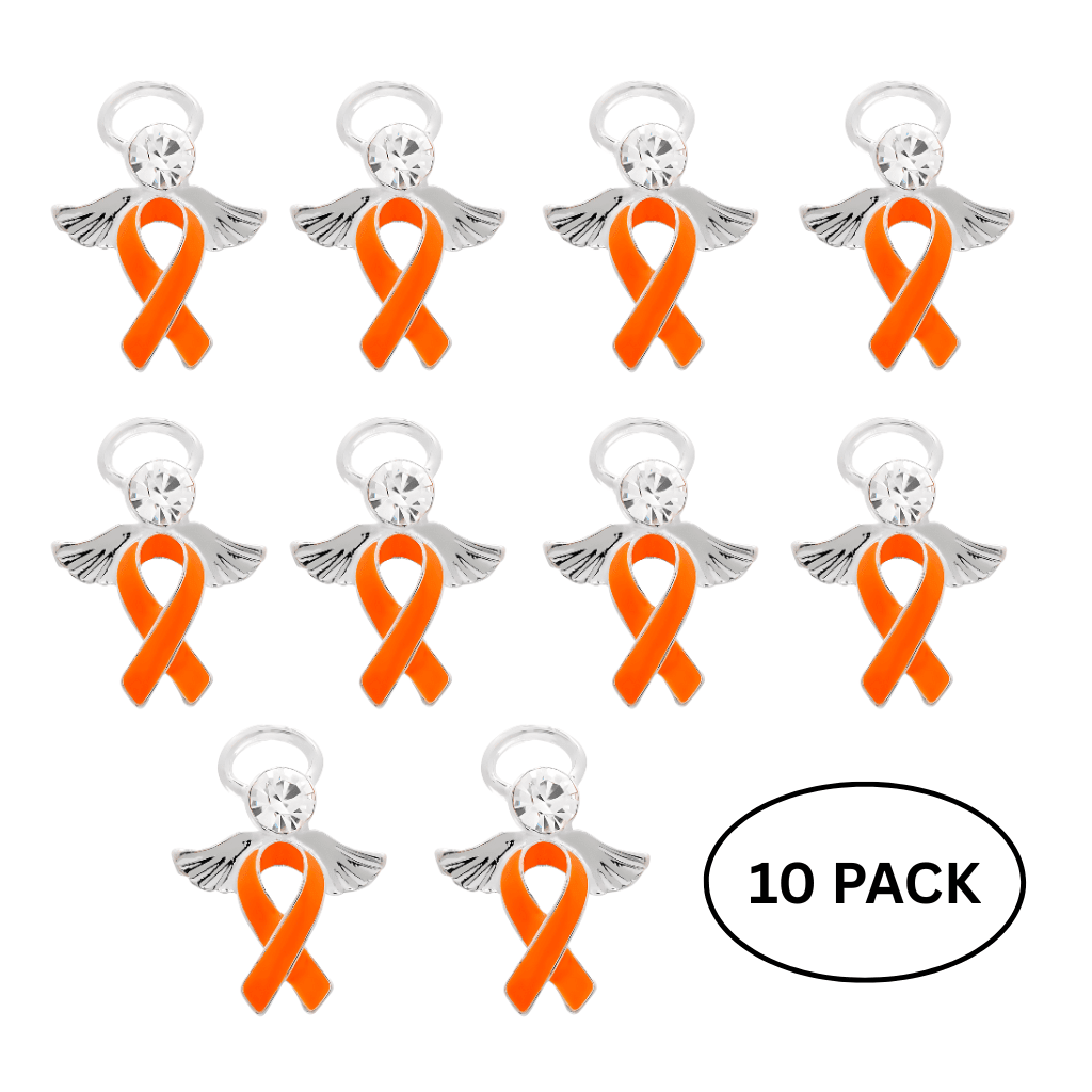 Orange Ribbon Awareness Angel Pins for Leukemia, Multiple Sclerosis, Kidney Cancer
