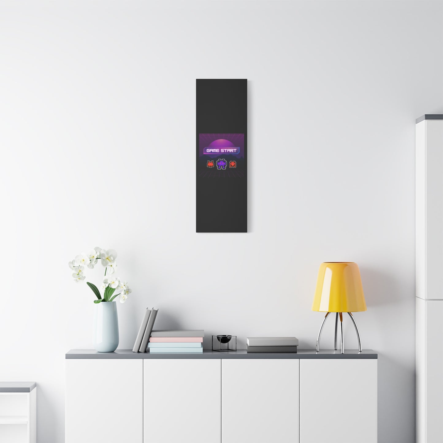 Retro Game Start Canvas Art Print | 80s Gaming Wall Decor, Gamer Gift, Pixel Art, Nostalgic Artwork, Home Decor