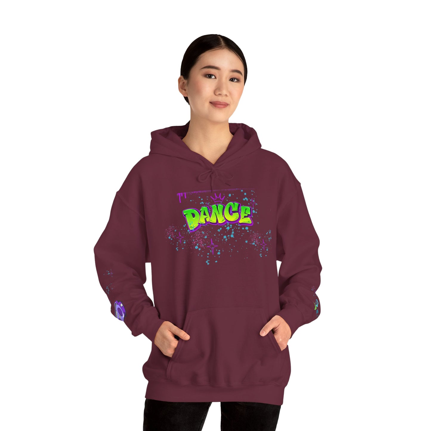 Colorful Dance Hoodie for Creative Spirits, Cozy Unisex Hooded Sweatshirt, Perfect for Parties, Dance Classes, Gifts