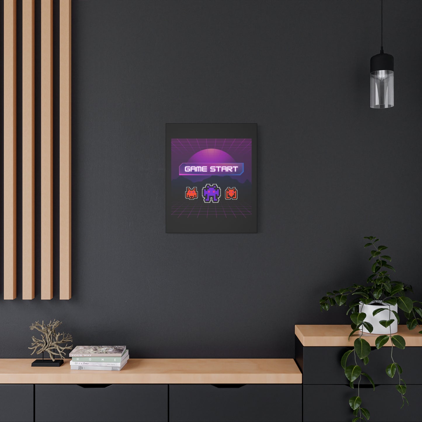 Retro Game Start Canvas Art Print | 80s Gaming Wall Decor, Gamer Gift, Pixel Art, Nostalgic Artwork, Home Decor