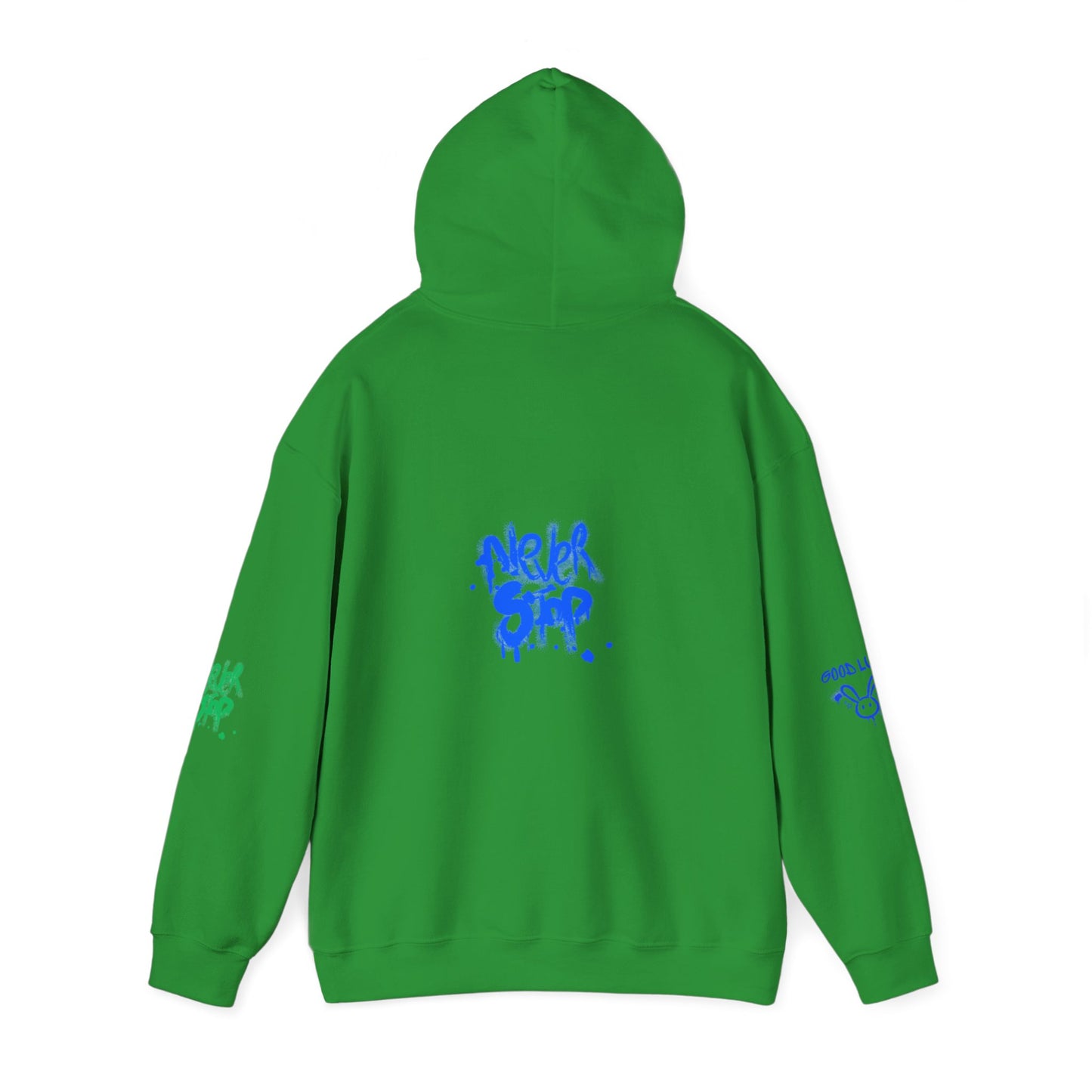 Good Luck Never Stop Unisex Heavy Blend Hooded Sweatshirt | Lucky Easter Bunny Design