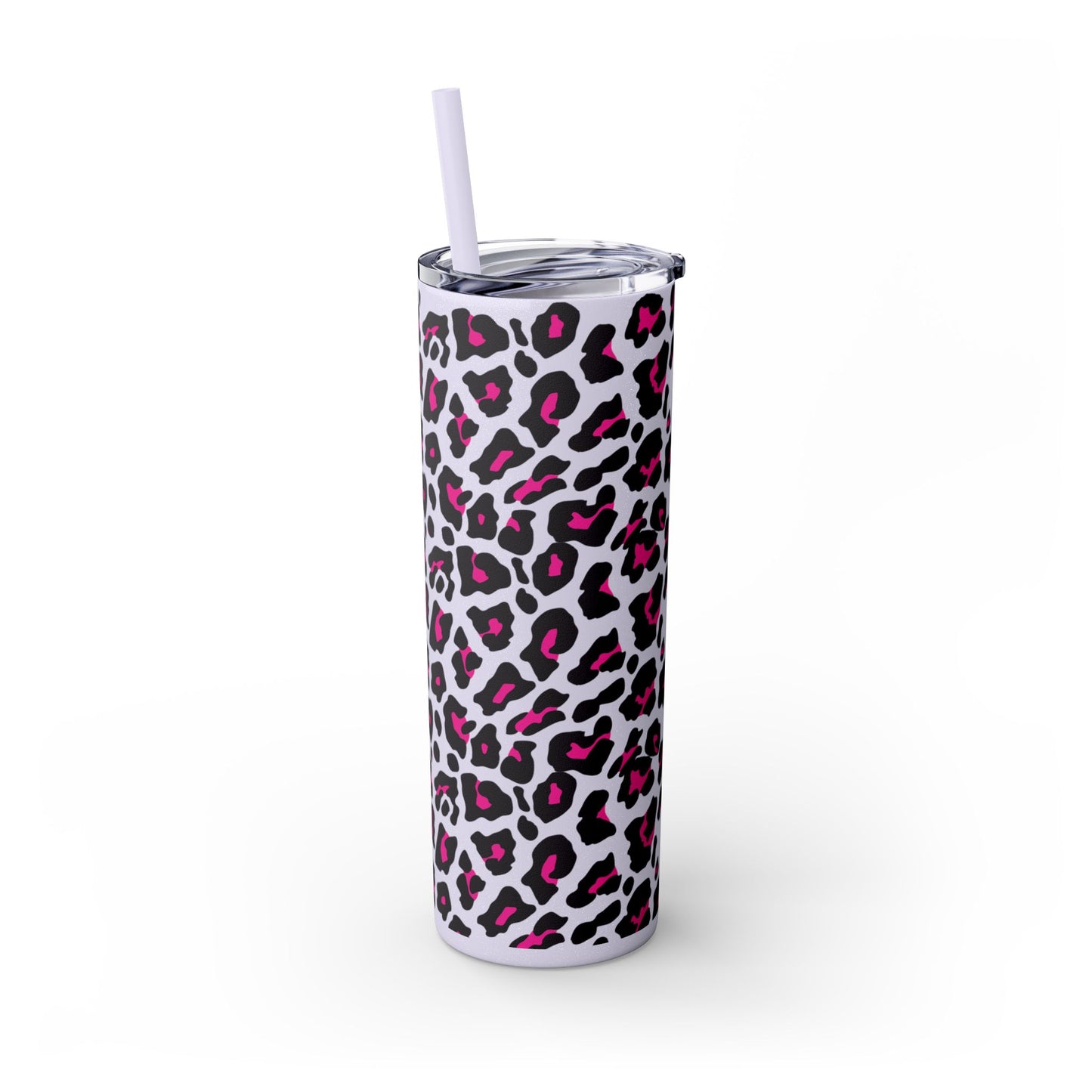 Trendy Leopard Print Skinny Tumbler, 20oz | Stylish Drinkware for Home, Office, Gifts, Reusable Straw, Animal Print