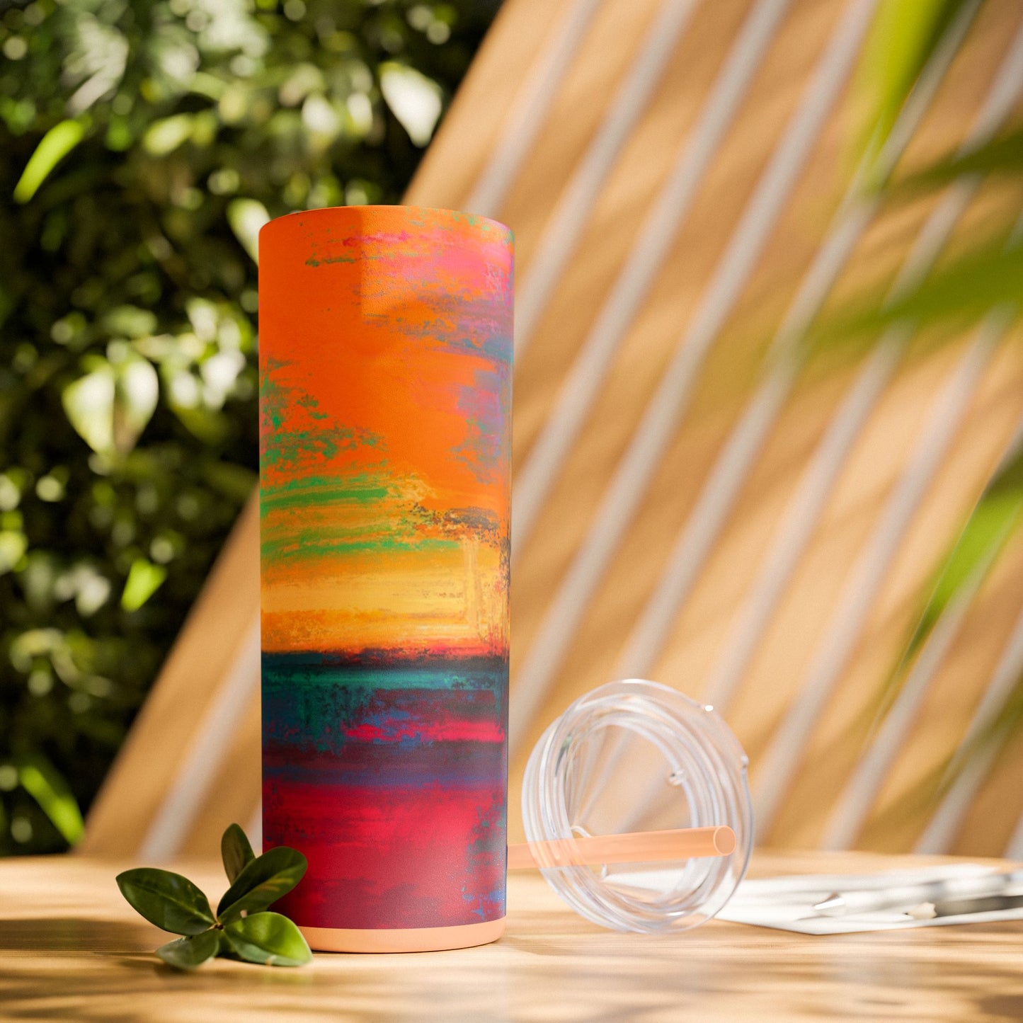 Colorful Ombre Skinny Tumbler with Straw, 20oz | Travel Mugs, Summer Drinkware, Beach Accessories, Gifts for Her, Eco-Friendly