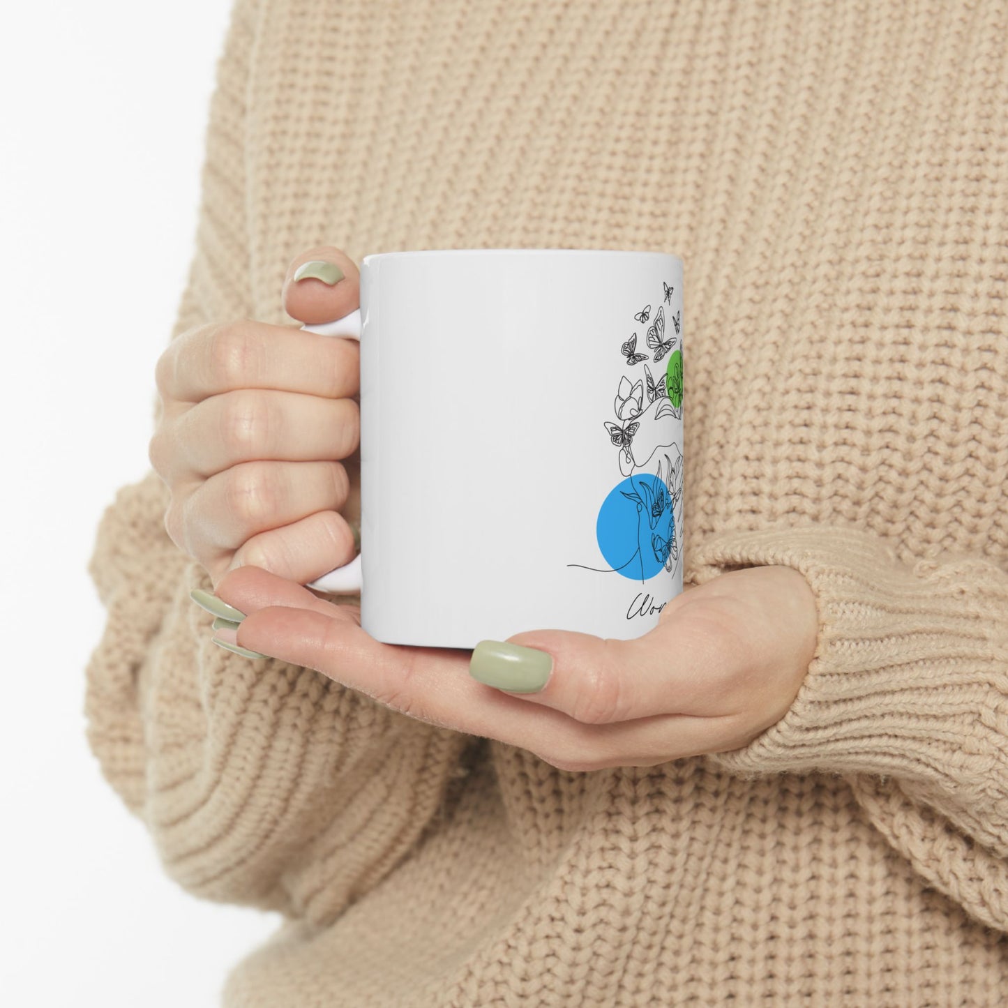Woman Chic Botanical Woman Mug | Unique Gift for Her, Inspirational Coffee Mug, Nature Lover's Cup, Home Decor, Artful Drinks