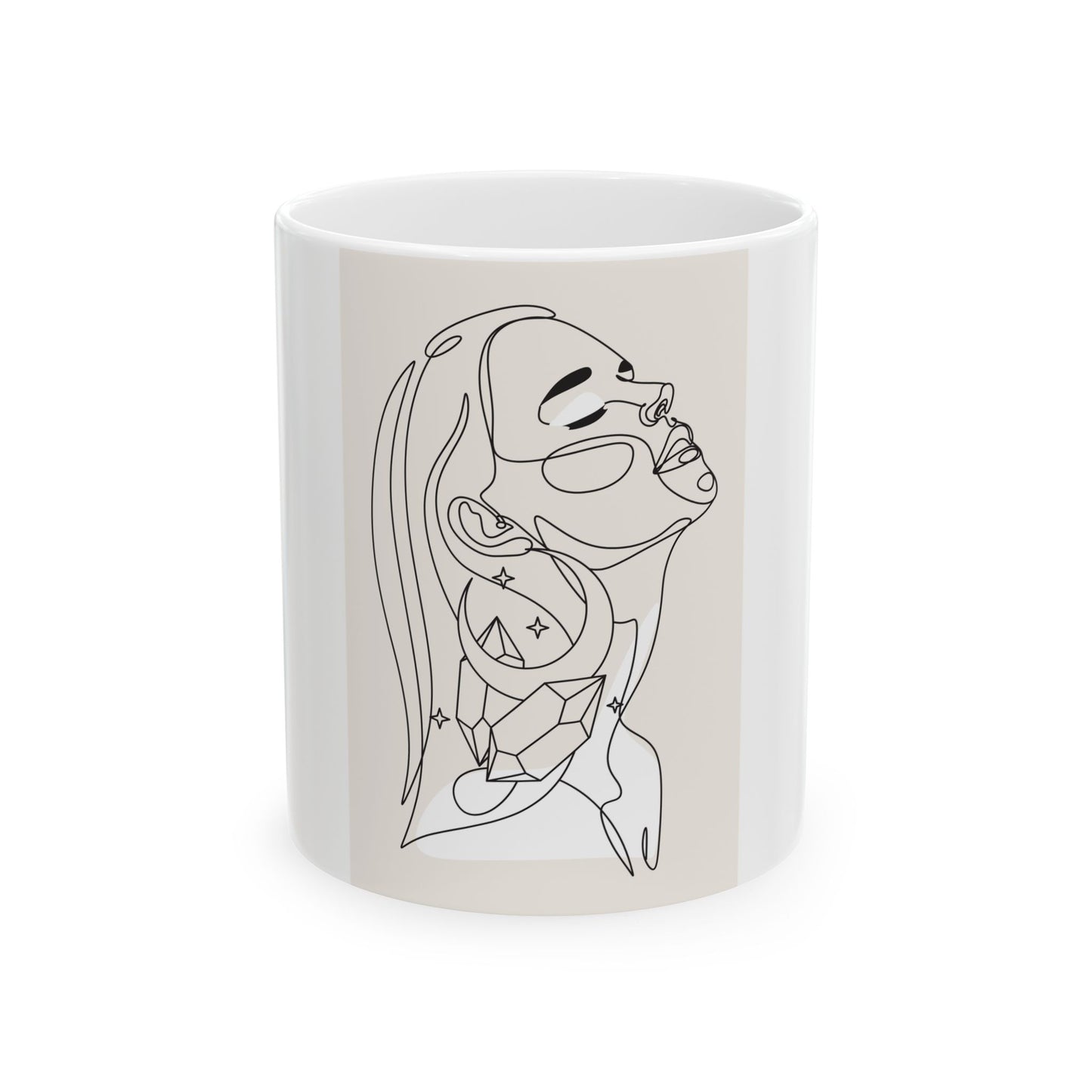 Artistic Butterfly Crystal Woman Ceramic Mug - Modern Line Art, Butterfly Design, Cute Gift, Home Decor, Coffee Lover, Artistic Print
