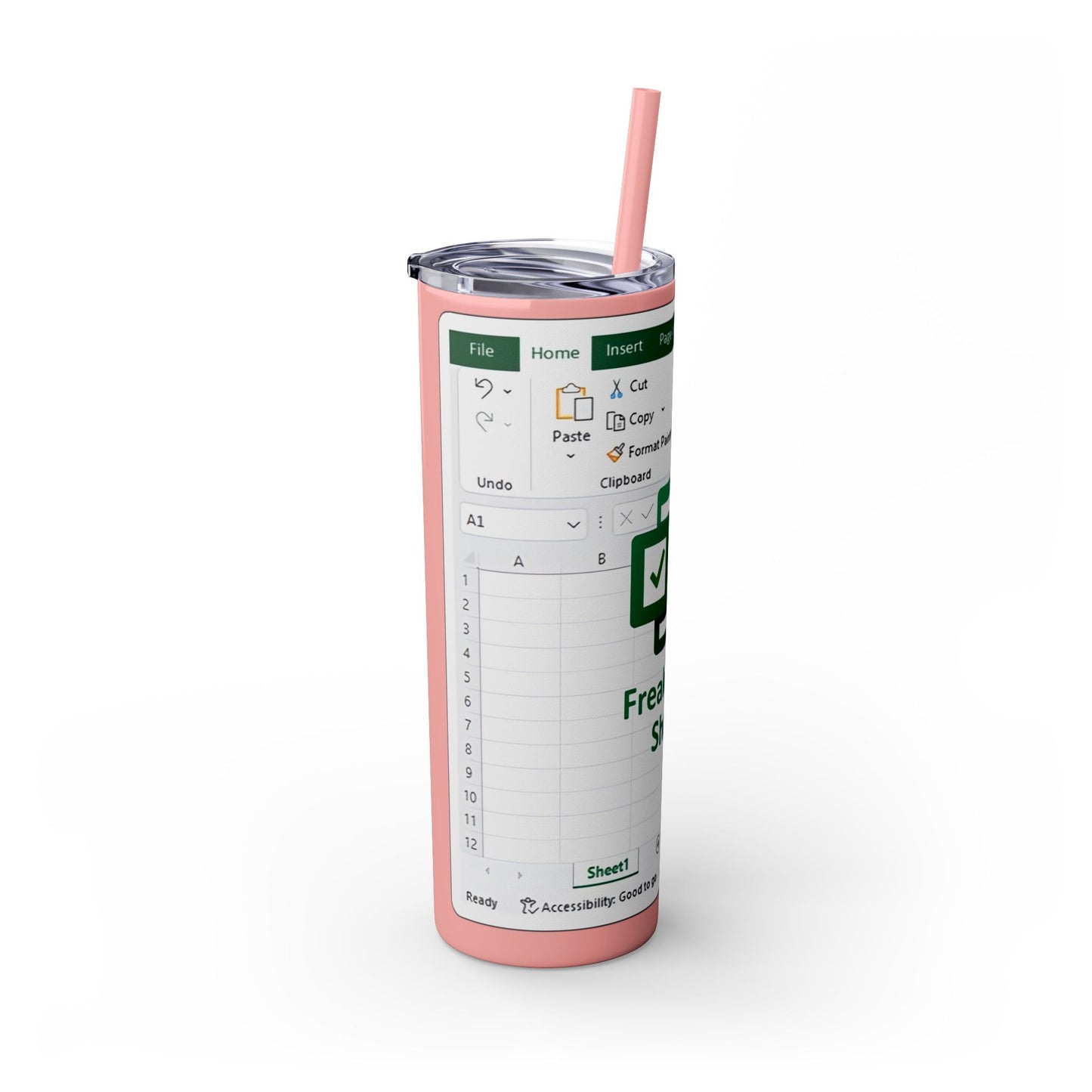 Freak in the Sheets Spreadsheet Themed Tumbler, 20oz Gift for Students, Accountants, Office Humor, Funny Drinkware