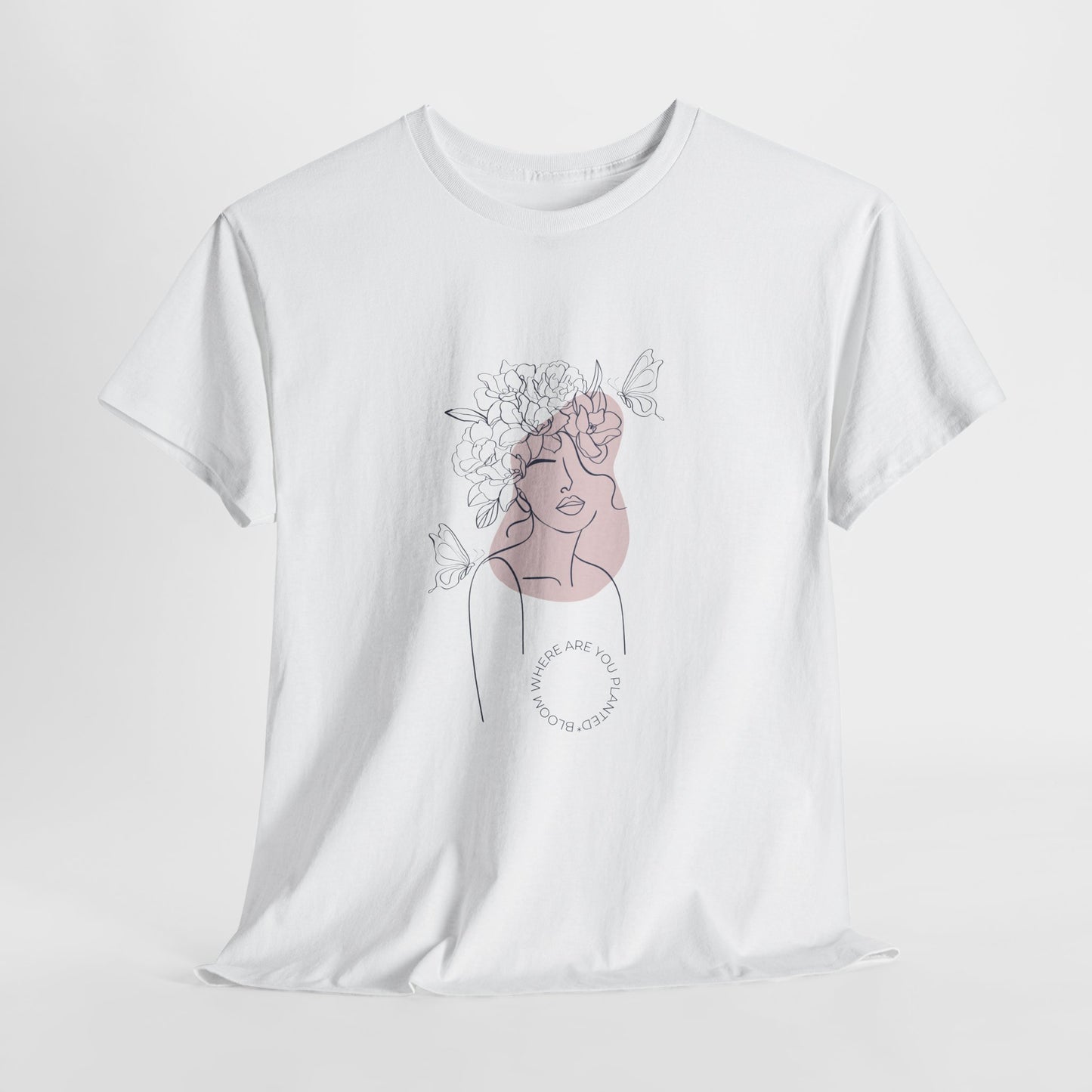 Bloom Where You Are Planted Chic Inspirational Quote Tee, Inspirational Cotton T-Shirt, Casual Graphic Tee, Vintage Style Unisex Shirt, Gift for Her