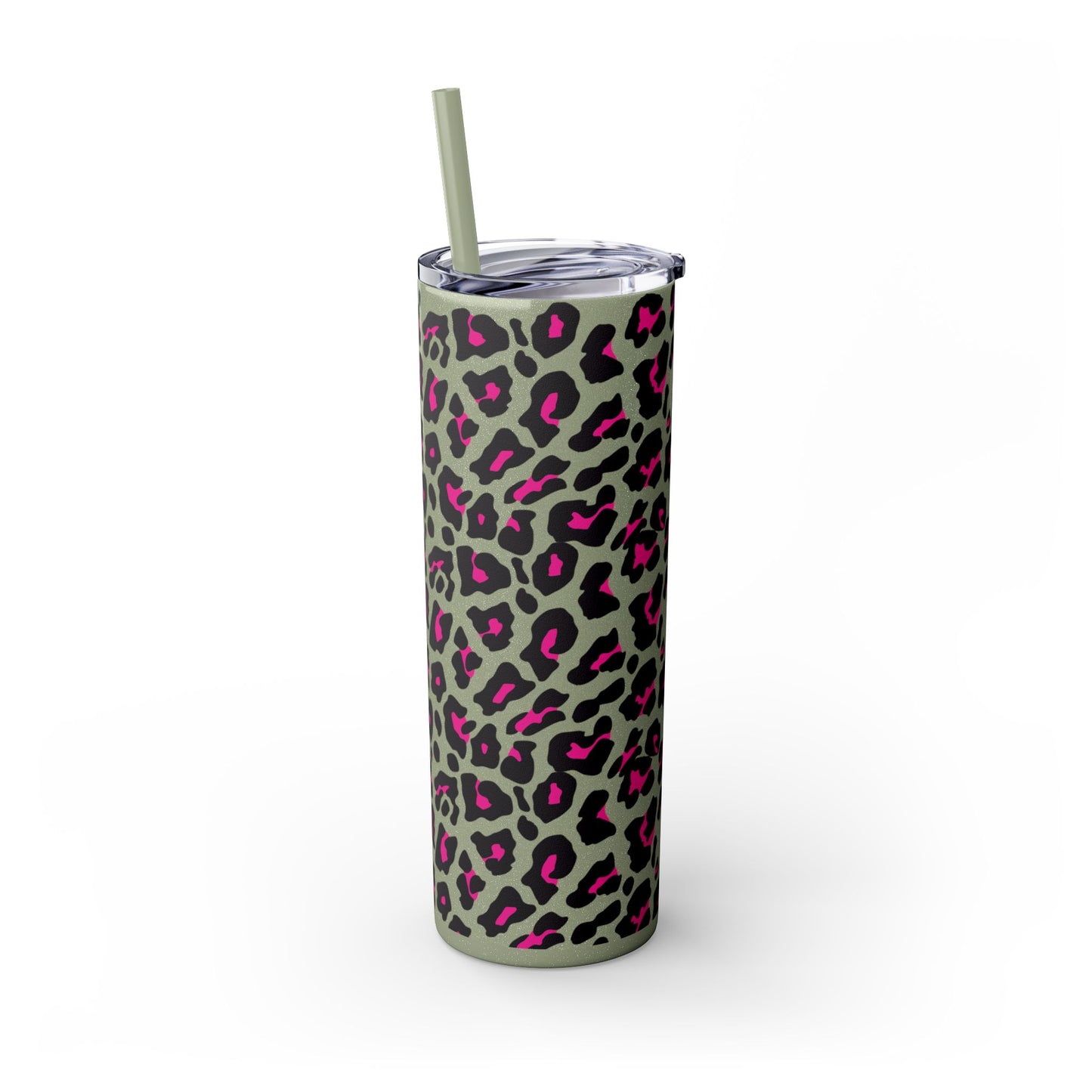 Trendy Leopard Print Skinny Tumbler, 20oz | Stylish Drinkware for Home, Office, Gifts, Reusable Straw, Animal Print