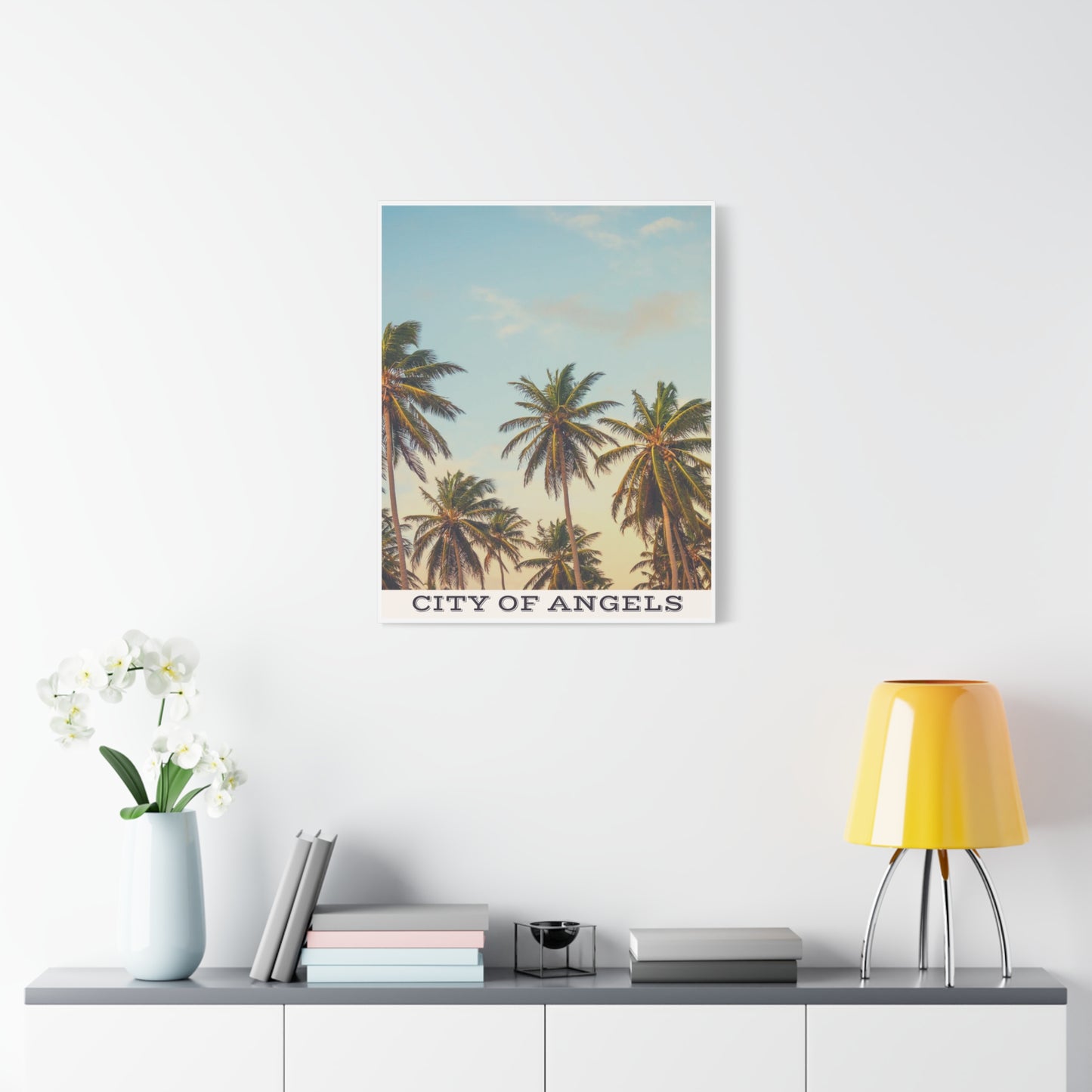 Tropical Palm Tree Canvas Print, City of Angeles Tropical Wall Art, Los Angeles Beach Decor, California Nature Photography, Home Decoration, Gift for Beach Lovers