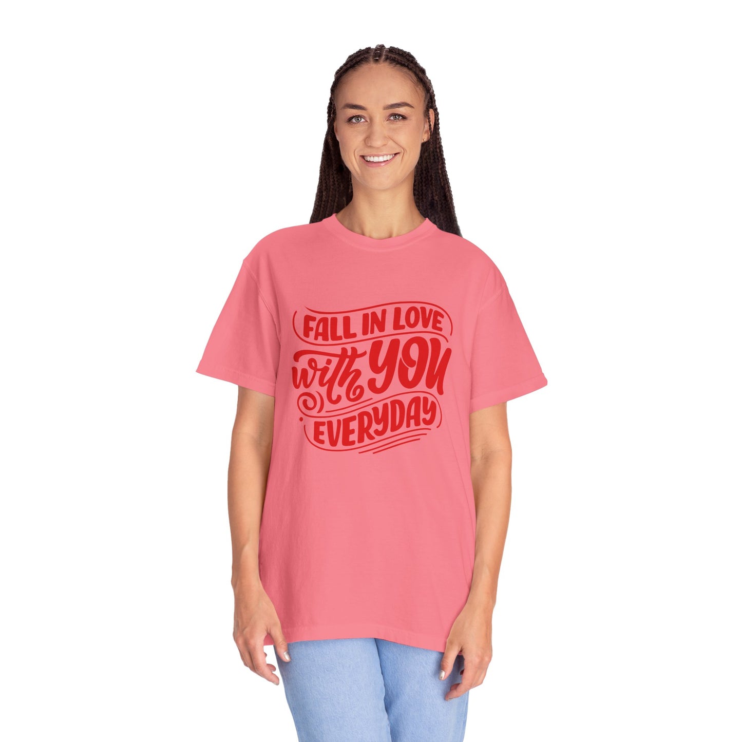 Fall in Love with YOU Quote T-shirt for Couples, Valentine's Day, Gifts for Him/Her, Casual Everyday Wear, Comfortable Unisex Tee