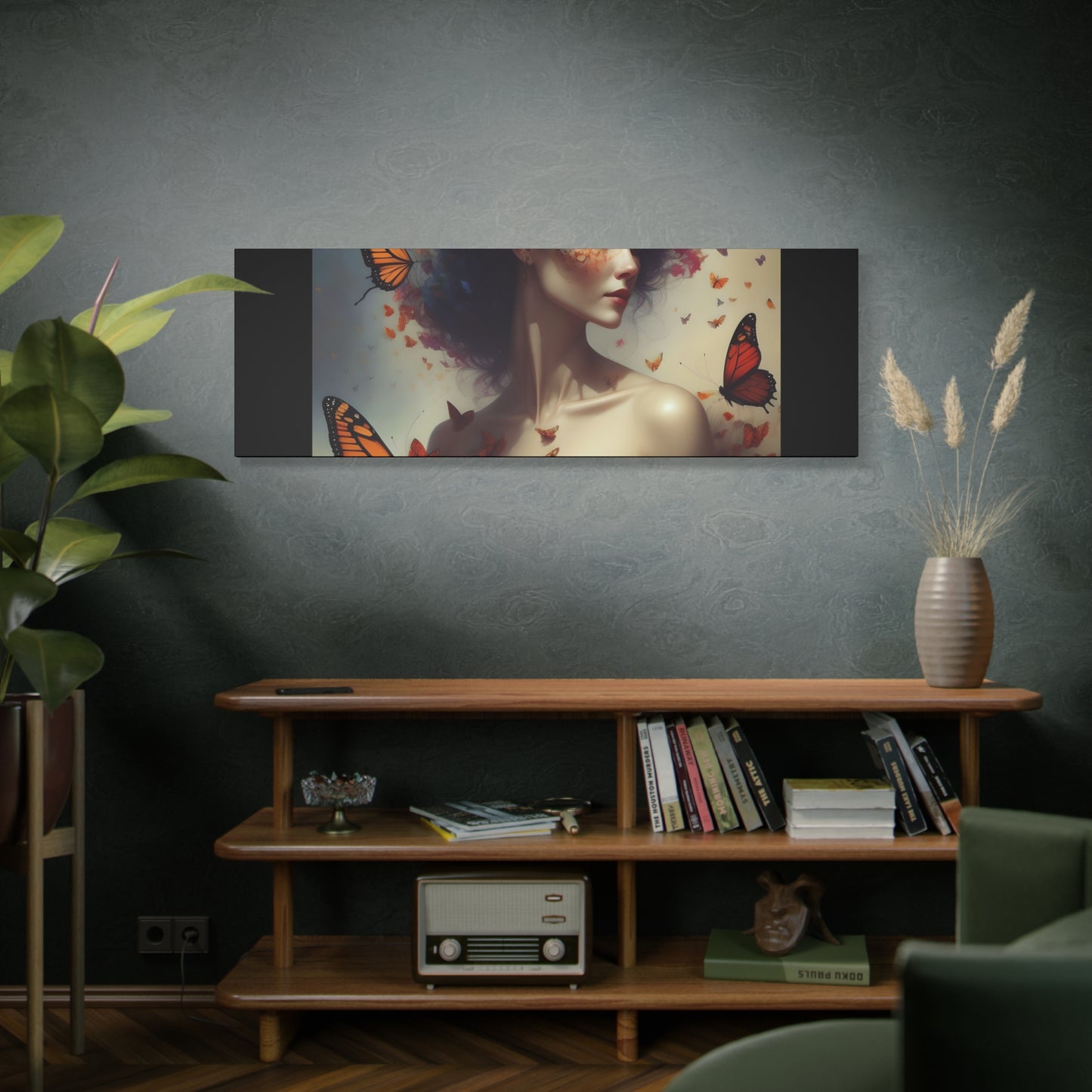 Canvas Wall Art - Butterfly Woman Print, Floral Home Decor, Unique Gift for Nature Lovers, Birthday Decoration, Whimsical Art