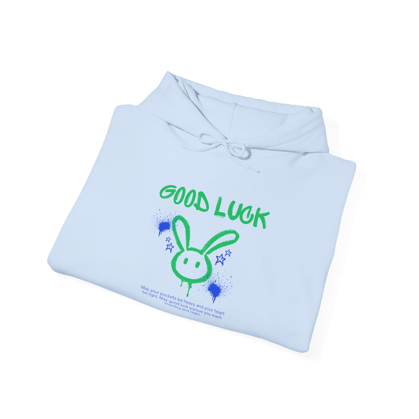 Good Luck Never Stop Unisex Heavy Blend Hooded Sweatshirt | Lucky Easter Bunny Design