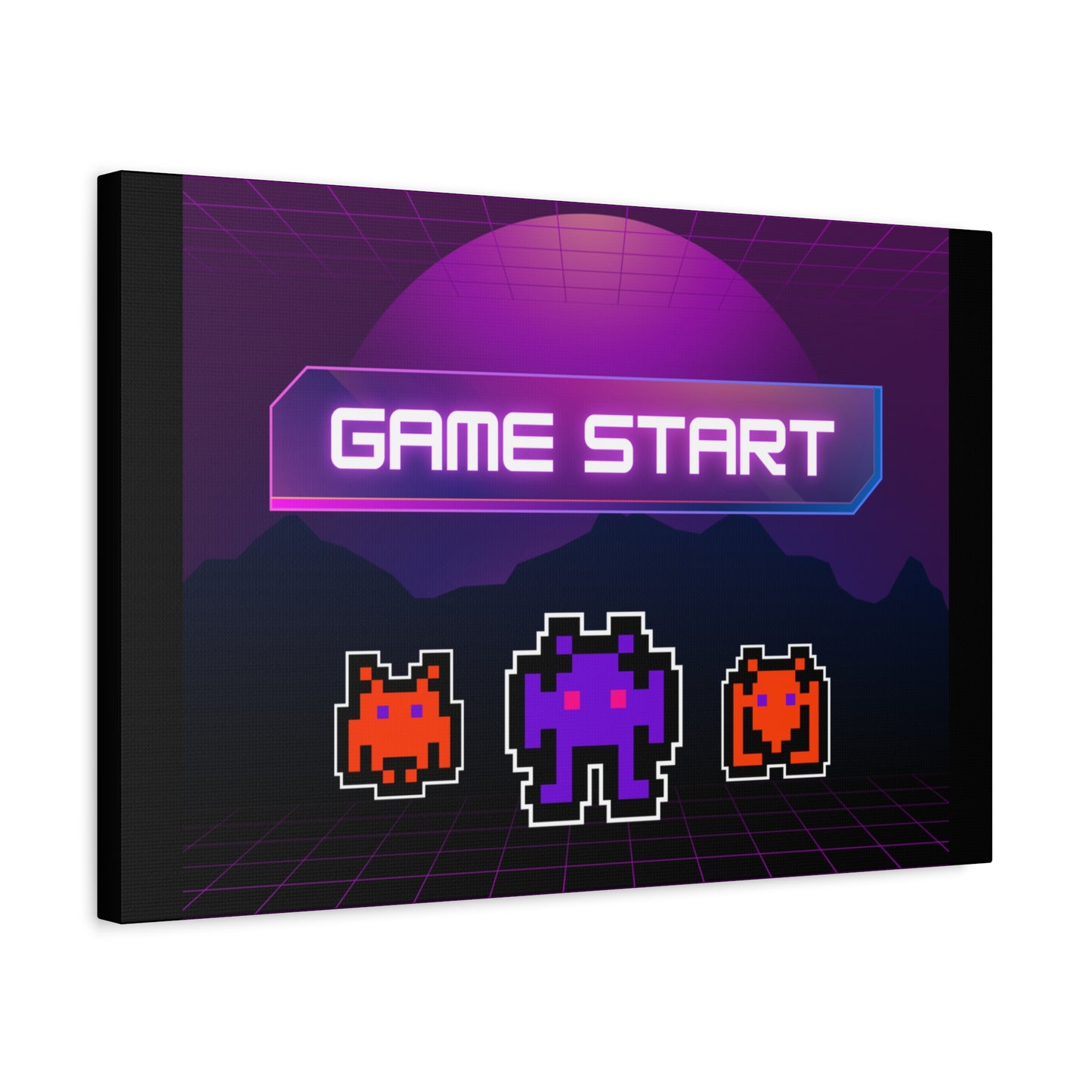 Retro Game Start Canvas Art Print | 80s Gaming Wall Decor, Gamer Gift, Pixel Art, Nostalgic Artwork, Home Decor