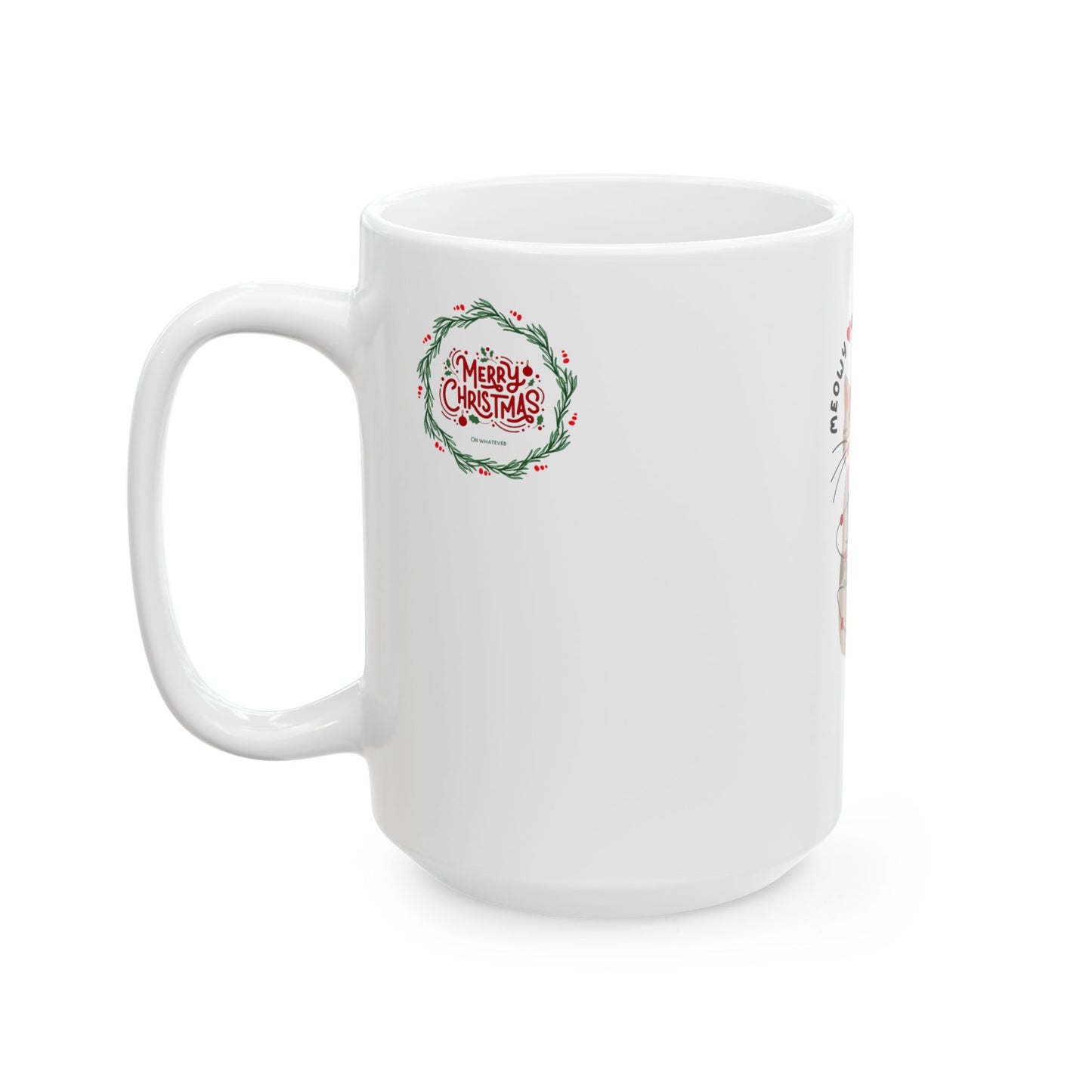 Meowy Christmas Merry Christmas Cat Mug, Cute Kitty Coffee Cup, Holiday Drinkware, Cat Lover Gift, Festive Ceramic Mug