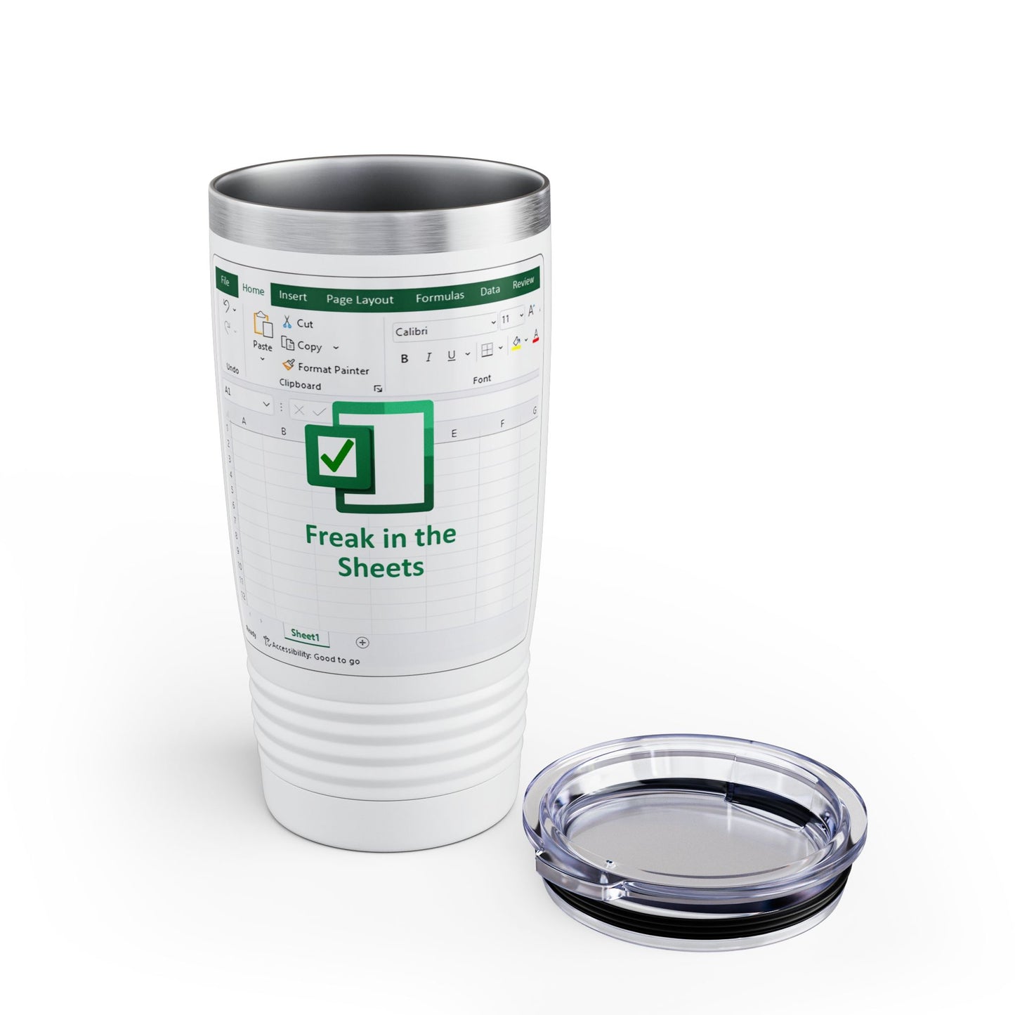 Excel Spreadsheet Ringneck Tumbler - 20oz, Funny Office Mug, Geek Gift, Work Motivational Cup, Personalized Travel Mug Drinkware
