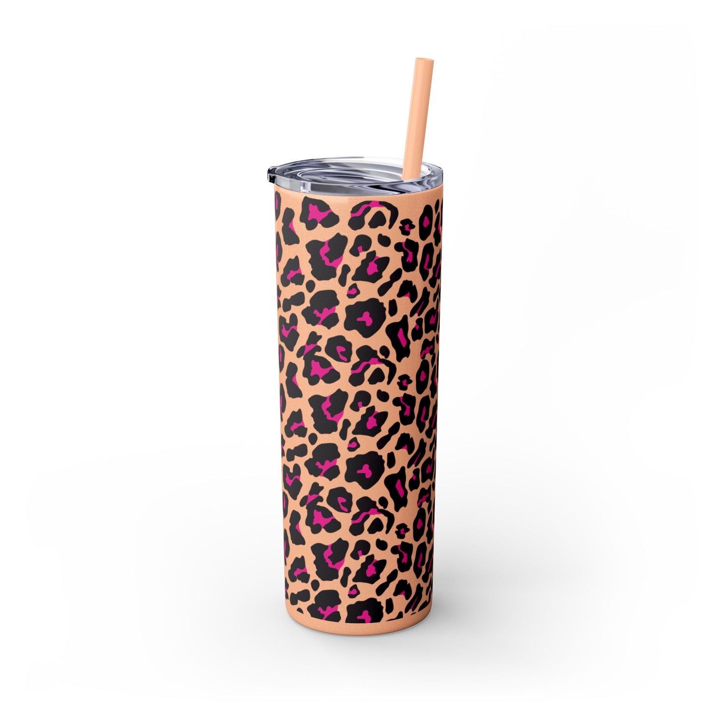 Trendy Leopard Print Skinny Tumbler, 20oz | Stylish Drinkware for Home, Office, Gifts, Reusable Straw, Animal Print