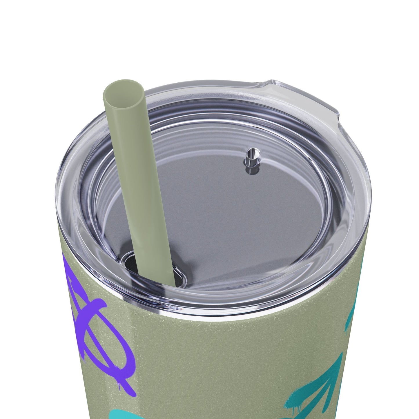 Trendy Skinny Tumbler with Straw, 20oz | Unique Graffiti Style Drinkware for Teens, Gifts, Parties, and Everyday Use