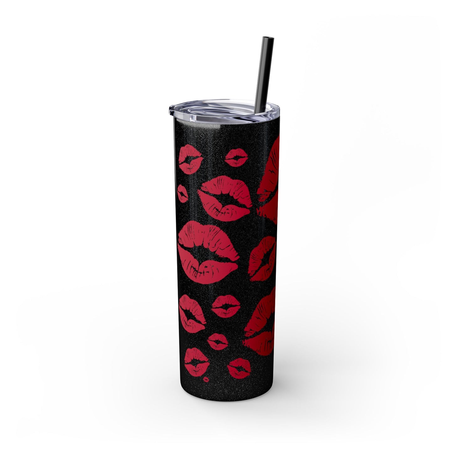 Red Lips Kiss Mark Skinny Tumbler, 20oz | Kiss Print Drinkware | Cute Gift for Her | Travel Mug | Valentine's Day, Wedding Favor