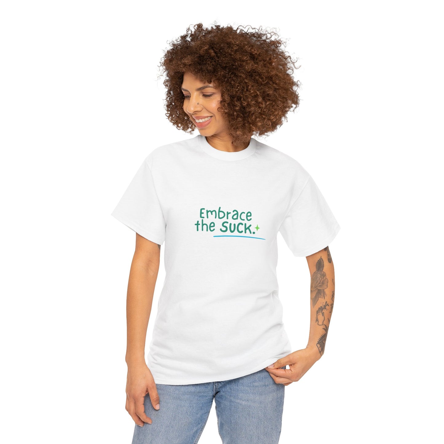 Unisex Heavy Cotton Tee - Embrace the Suck, Casual Tee, Motivational Shirt, Gift for Him/Her, Everyday Wear, Inspirational Apparel