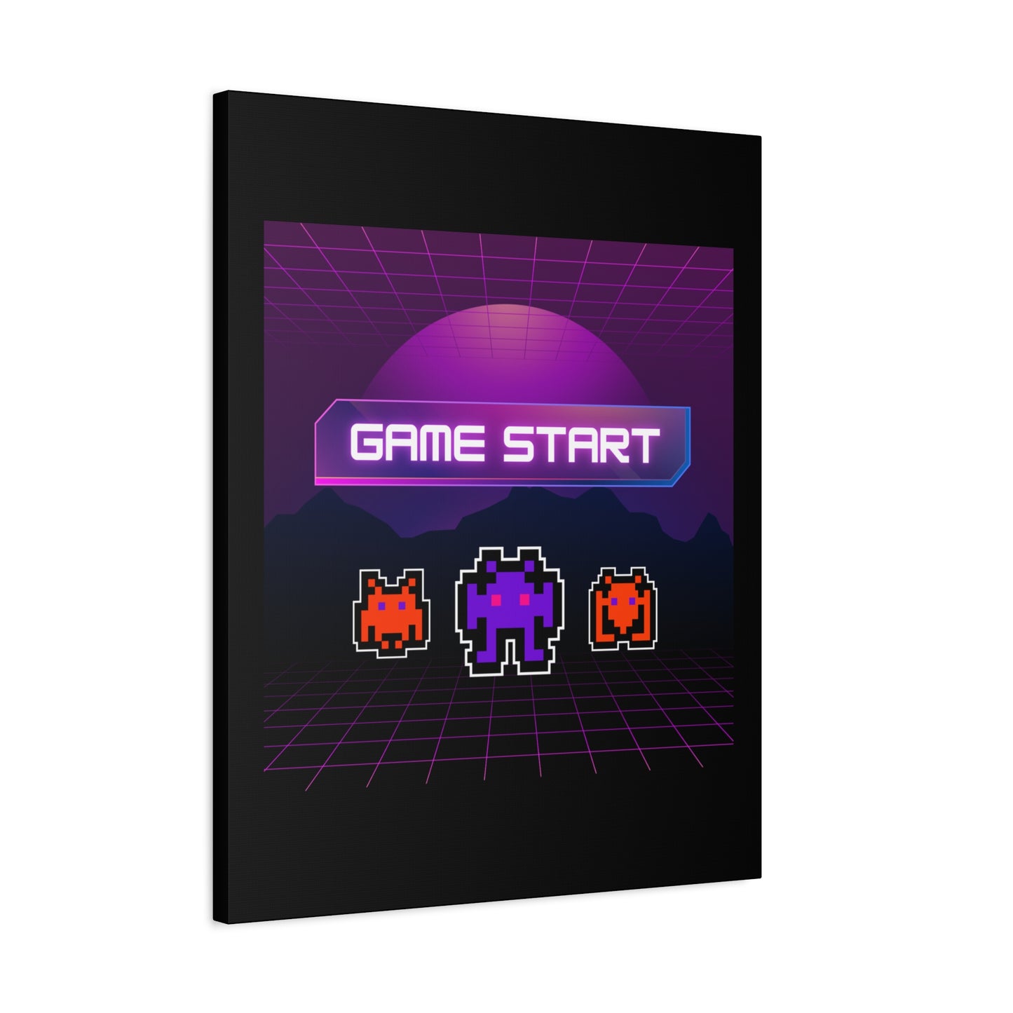 Retro Game Start Canvas Art Print | 80s Gaming Wall Decor, Gamer Gift, Pixel Art, Nostalgic Artwork, Home Decor