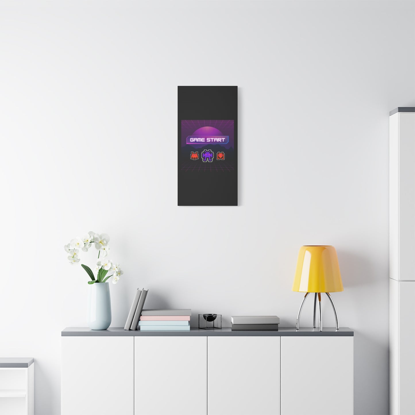 Retro Game Start Canvas Art Print | 80s Gaming Wall Decor, Gamer Gift, Pixel Art, Nostalgic Artwork, Home Decor
