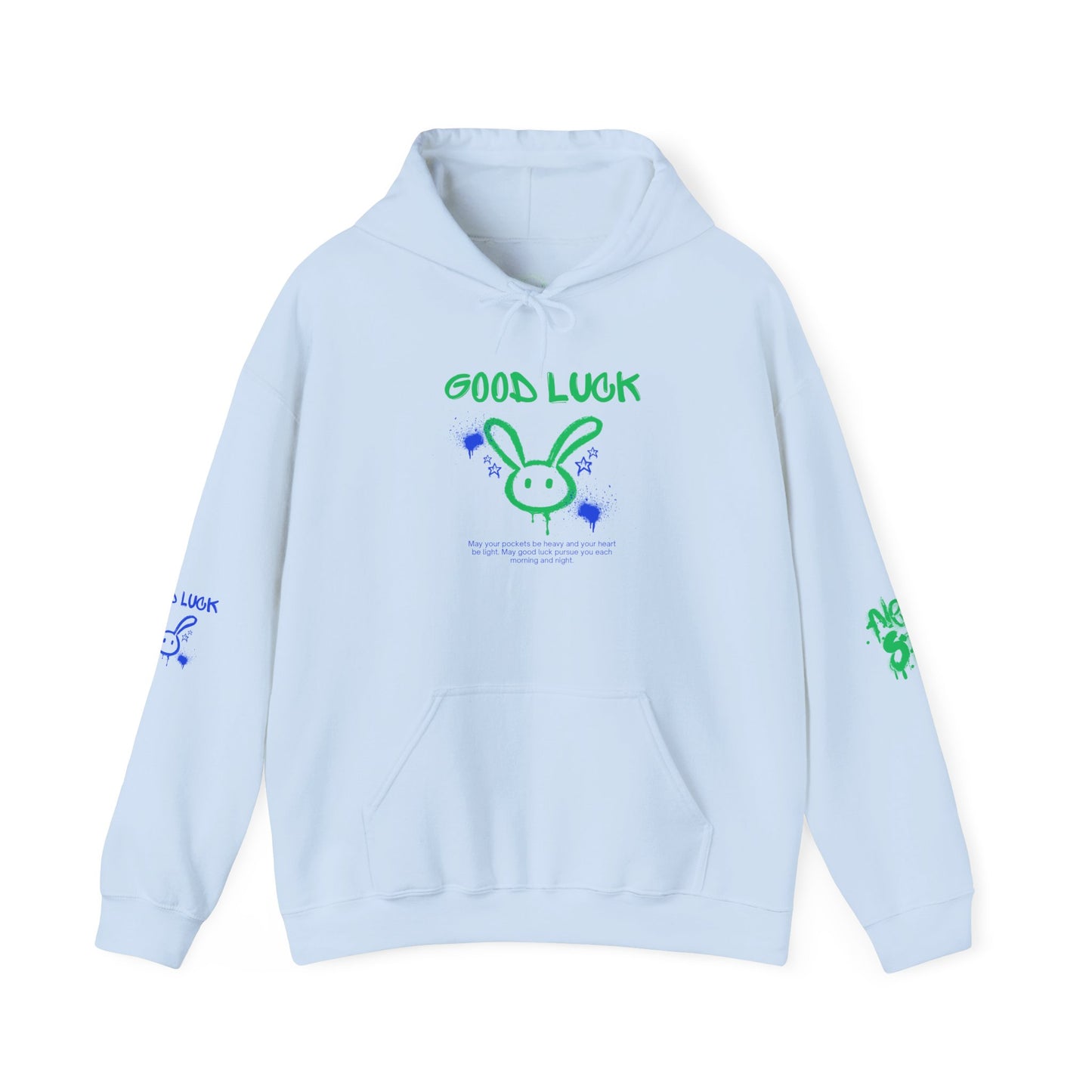 Good Luck Never Stop Unisex Heavy Blend Hooded Sweatshirt | Lucky Easter Bunny Design
