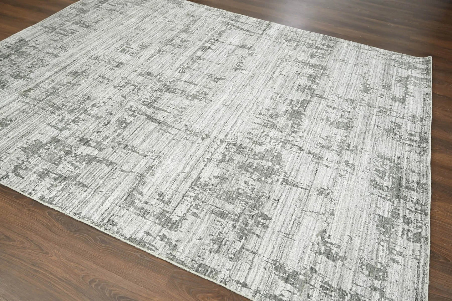 8x10 Gray, Silver Hand Knotted 100% Wool Modern & Contemporary Oriental Area Rug-4