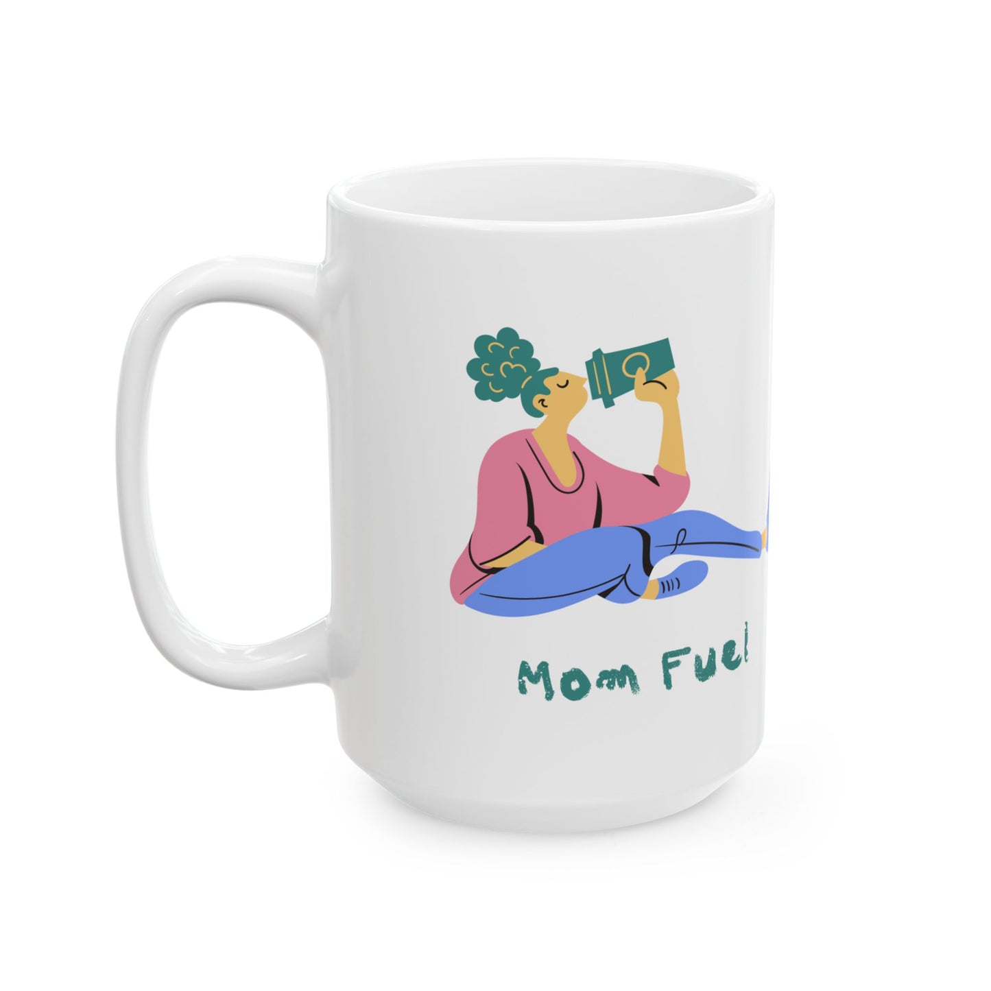 MOM FUEL Coffee Lover's Ceramic Mug, Relaxation Gift, Fuel Your Day, Customizable Drinkware, Fun Kitchen Decor, Tea Time Essential