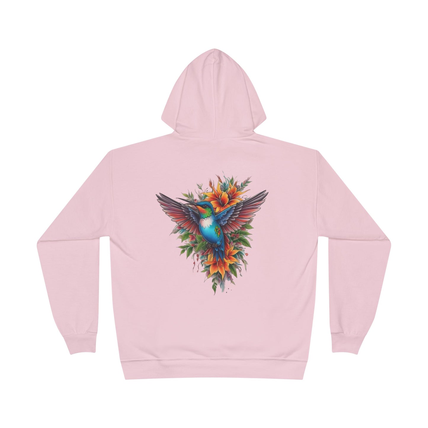 Vibrant Hummingbird Hoodie, Eco-Friendly Pullover, Perfect Gift for Nature Lovers, Spring Fashion, Unique Floral Design
