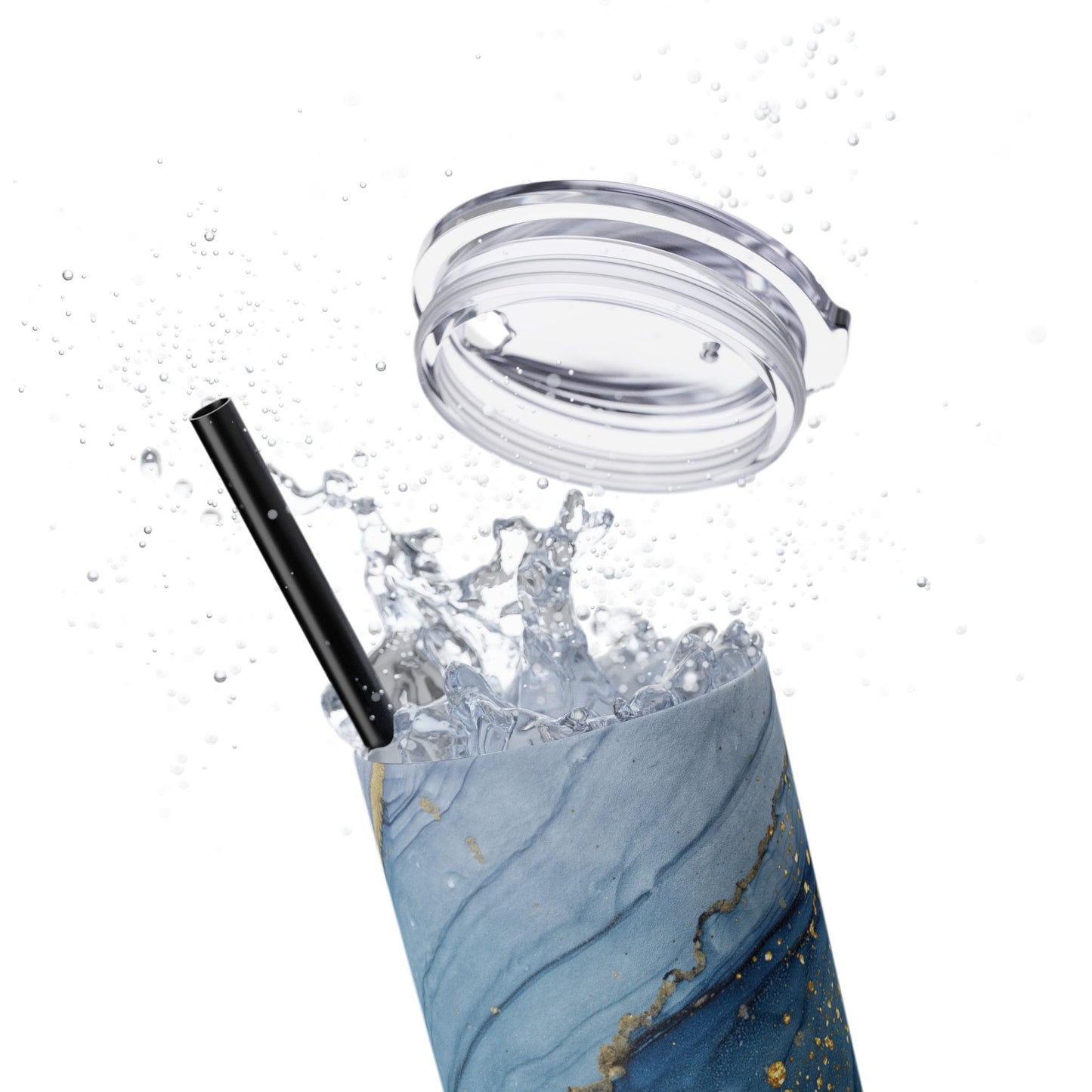 Elegant Blue Marble Skinny Tumbler, 20oz - Stylish Drinkware for Daily Use, Gifts, Celebrations, Eco-Friendly, Travel Mug