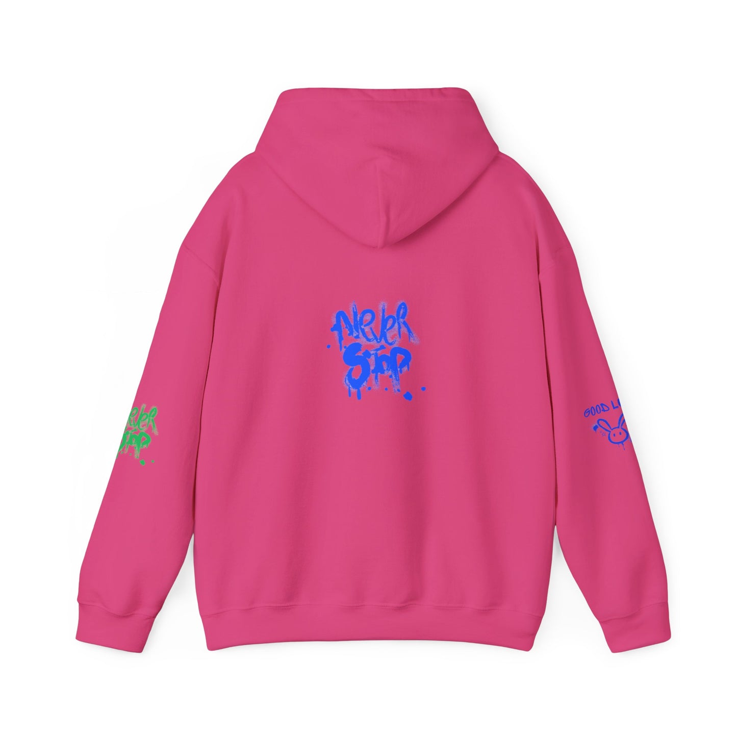 Good Luck Never Stop Unisex Heavy Blend Hooded Sweatshirt | Lucky Easter Bunny Design